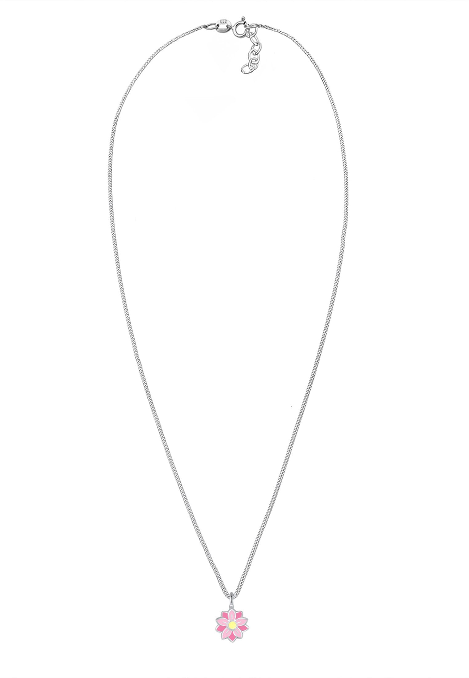 Elli Silberkette »Halskette Kinder Flower Blume Emaille Rosa 925 Sterling Silber«