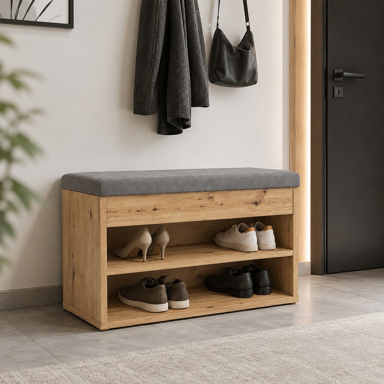 OTTO home Schuhbank »Schuchschrank 60,  Schuhregal, Schuhtruhe, Schuhkommode, Sitzbank« Inkl. bequemem Sitzkissen mit Stauraum darunter