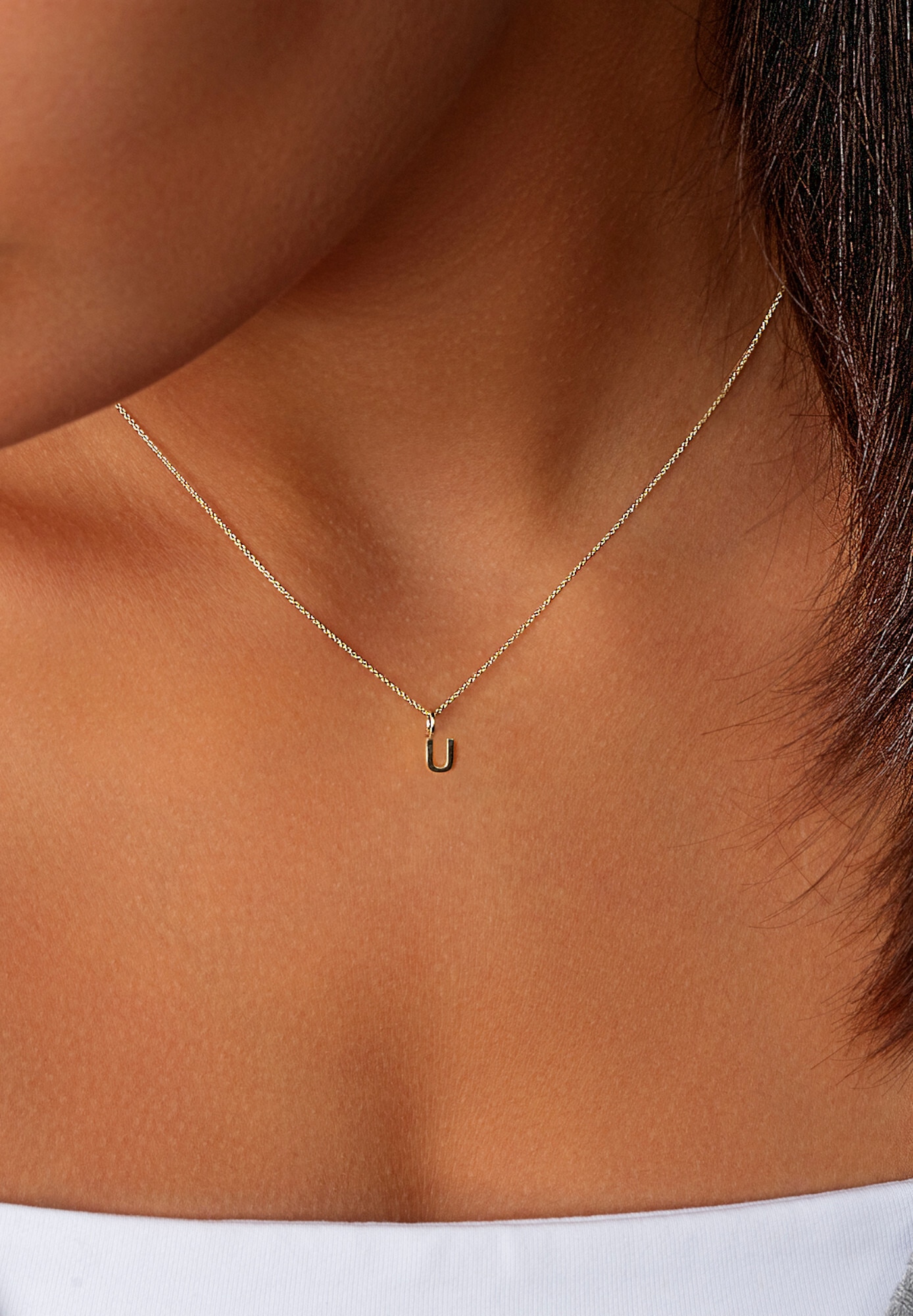 ONE ELEMENT Kette und Anhänger Set »Schmuckset - Set mit Halskette Buchstabe U Buchstaben Anhänger aus 333 Gelbgold«