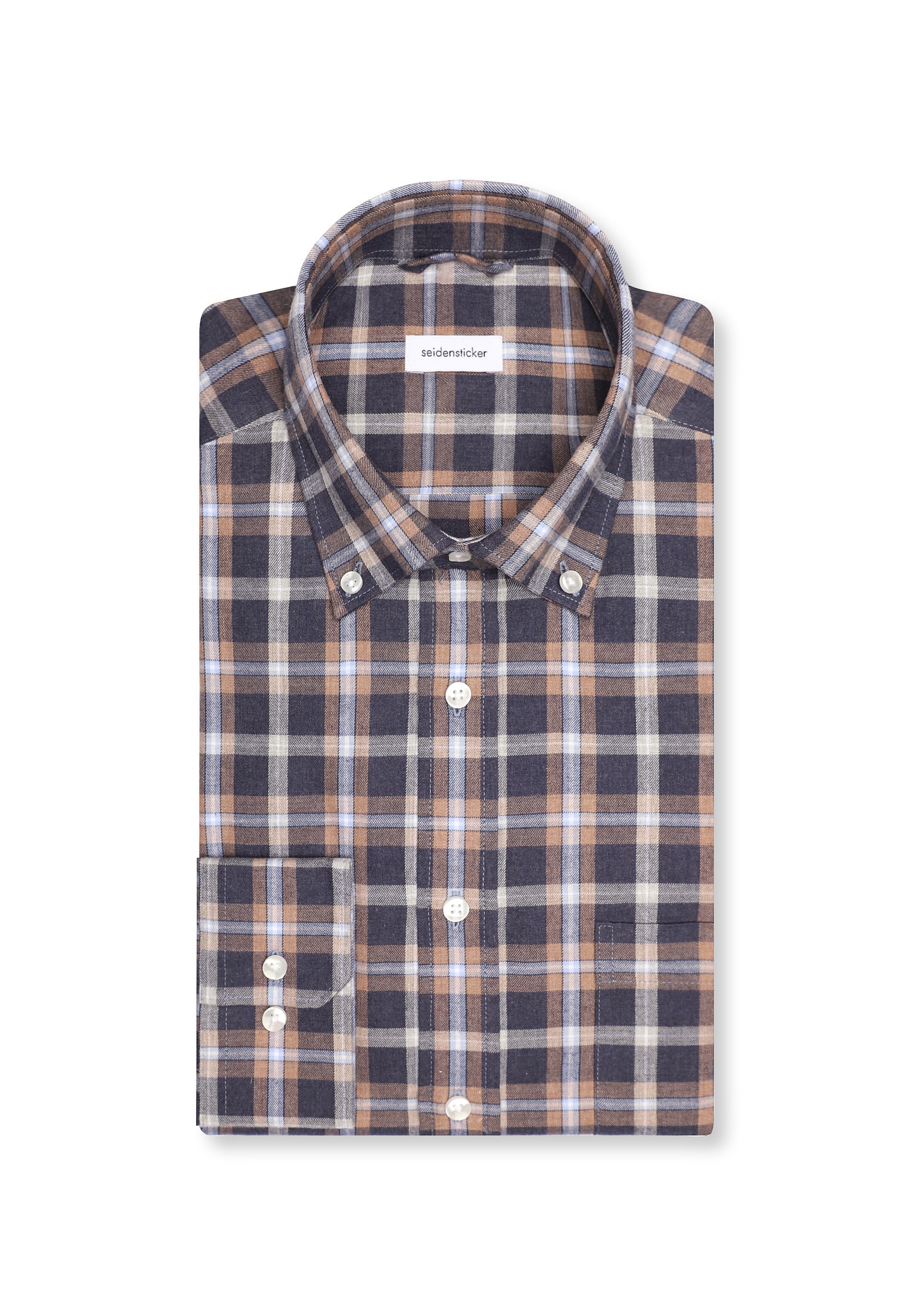 seidensticker Flanellhemd »Regular« Regular Langarm Button-Down-Kragen Karo