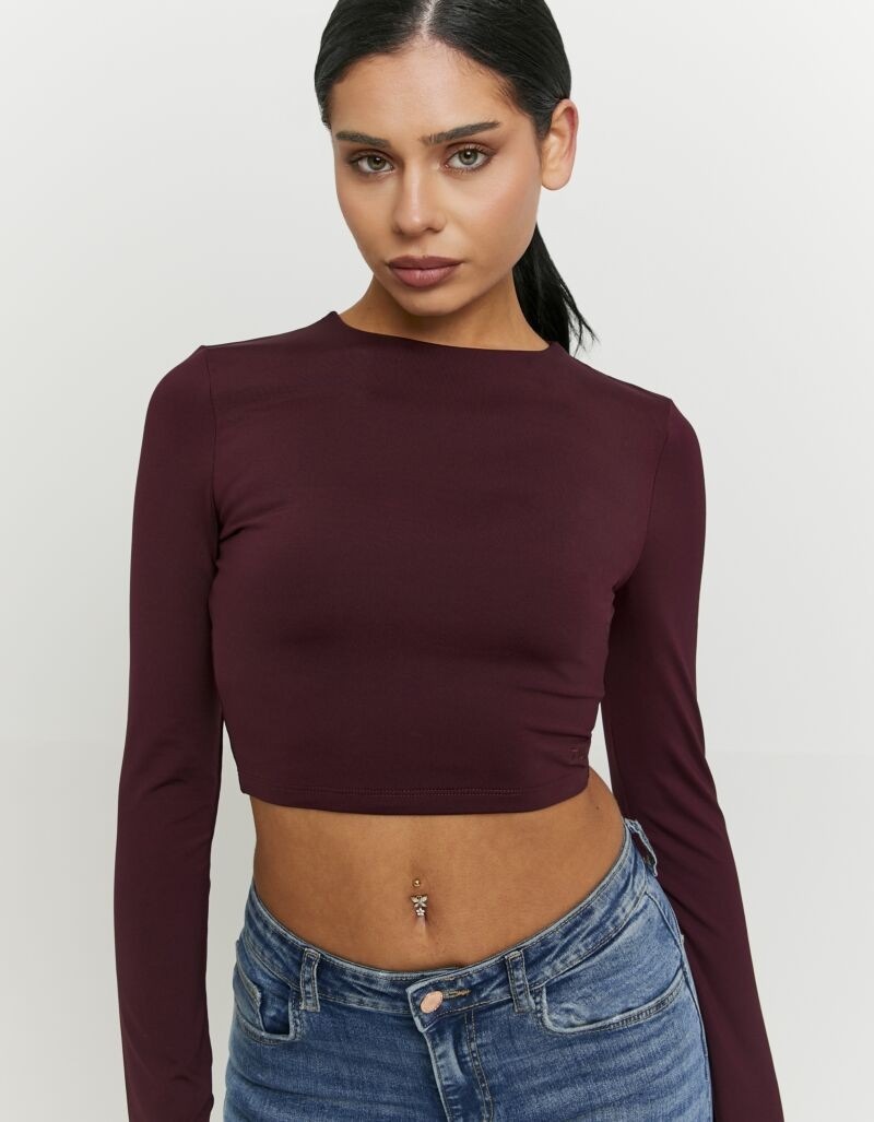 Tally Weijl Langarmshirt »STSPAPRETTY2« Materialmix, Basic Shirt, bauchfrei in schlichter Optik
