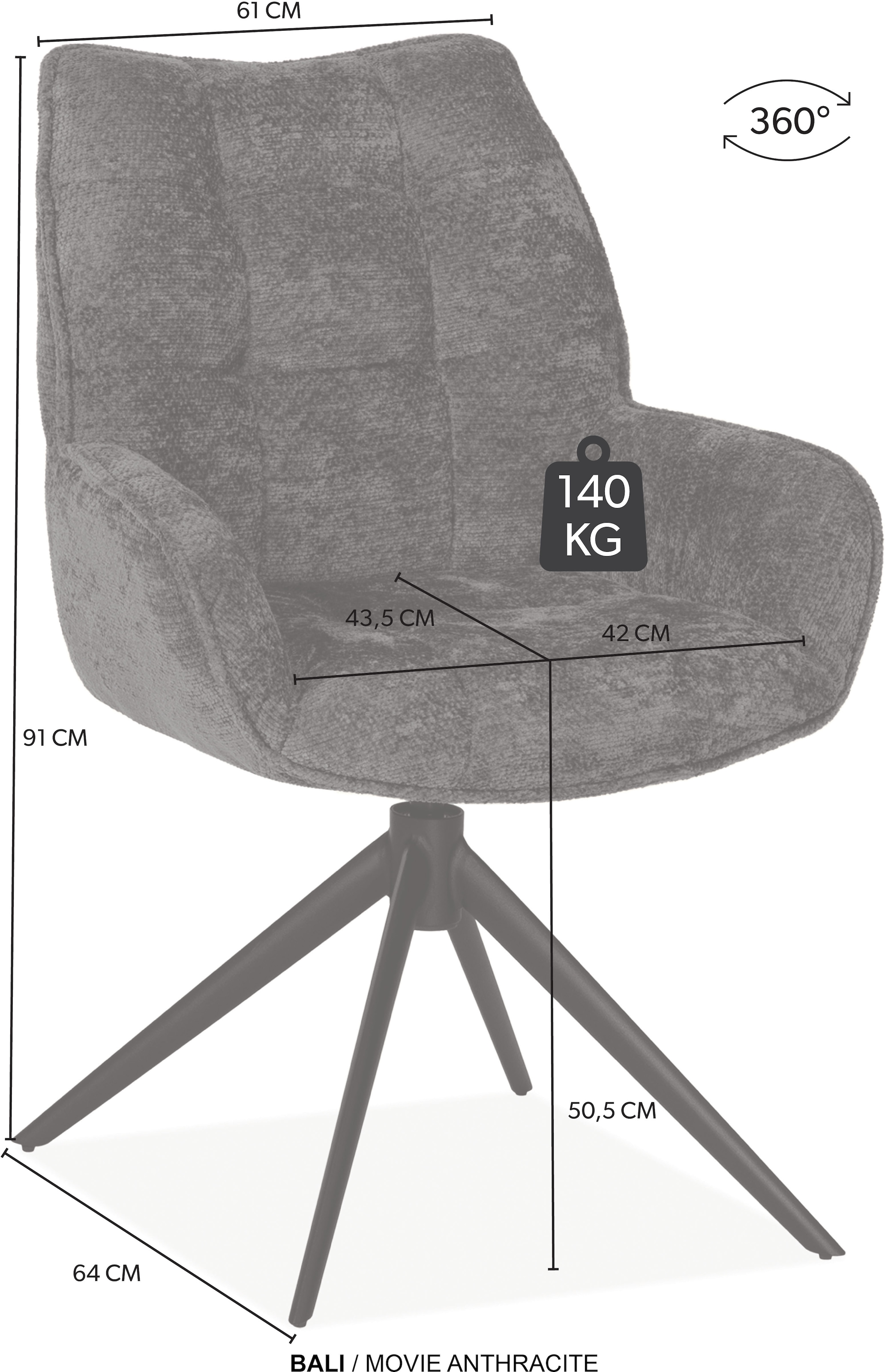 OMG Design Esszimmerstuhl »Bali« (Set) 2 Stk.Drehstuhl mit auto-return, Armlehnenstuhl