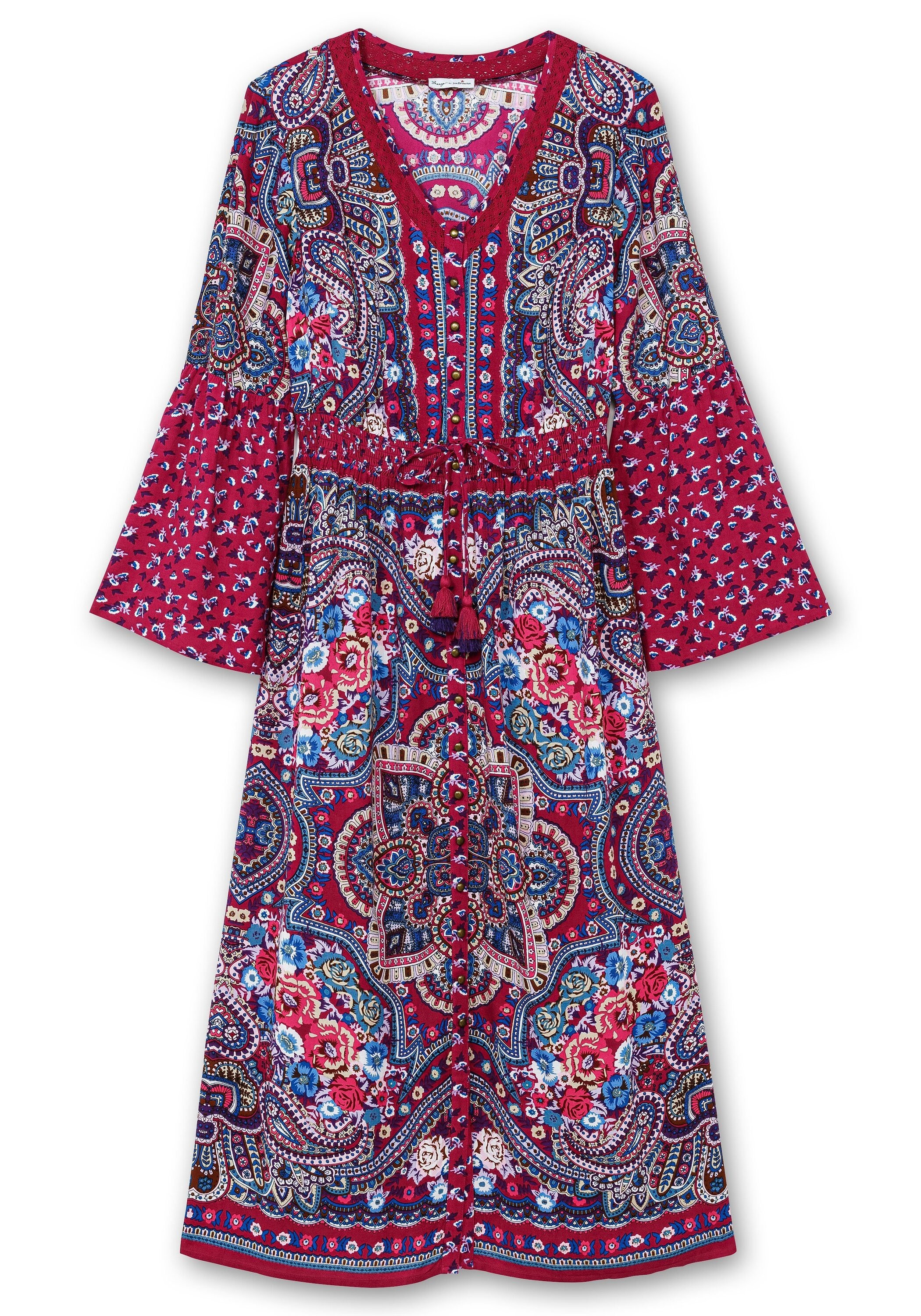 Sheego Maxikleid »Maxikleid im Boho-Stil, mit Trompetenärmeln«