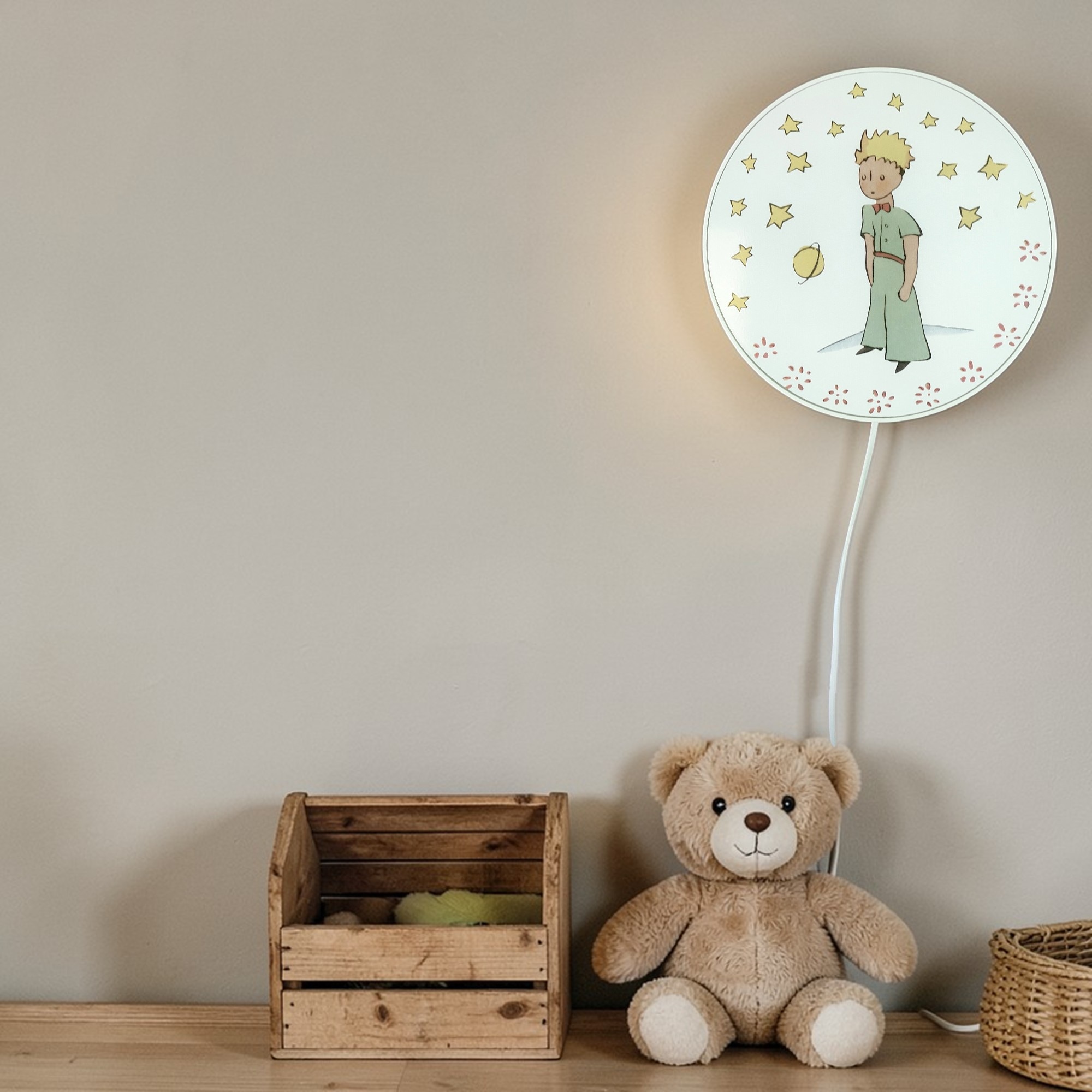 niermann Wandleuchte »Kinderlampe mit Motiv "Der kleine Prinz", Kinderzimmer« E14 1 Stk. bruchsicheres Gehäuse, Schalter im Anschlusskabel, Made in Germany