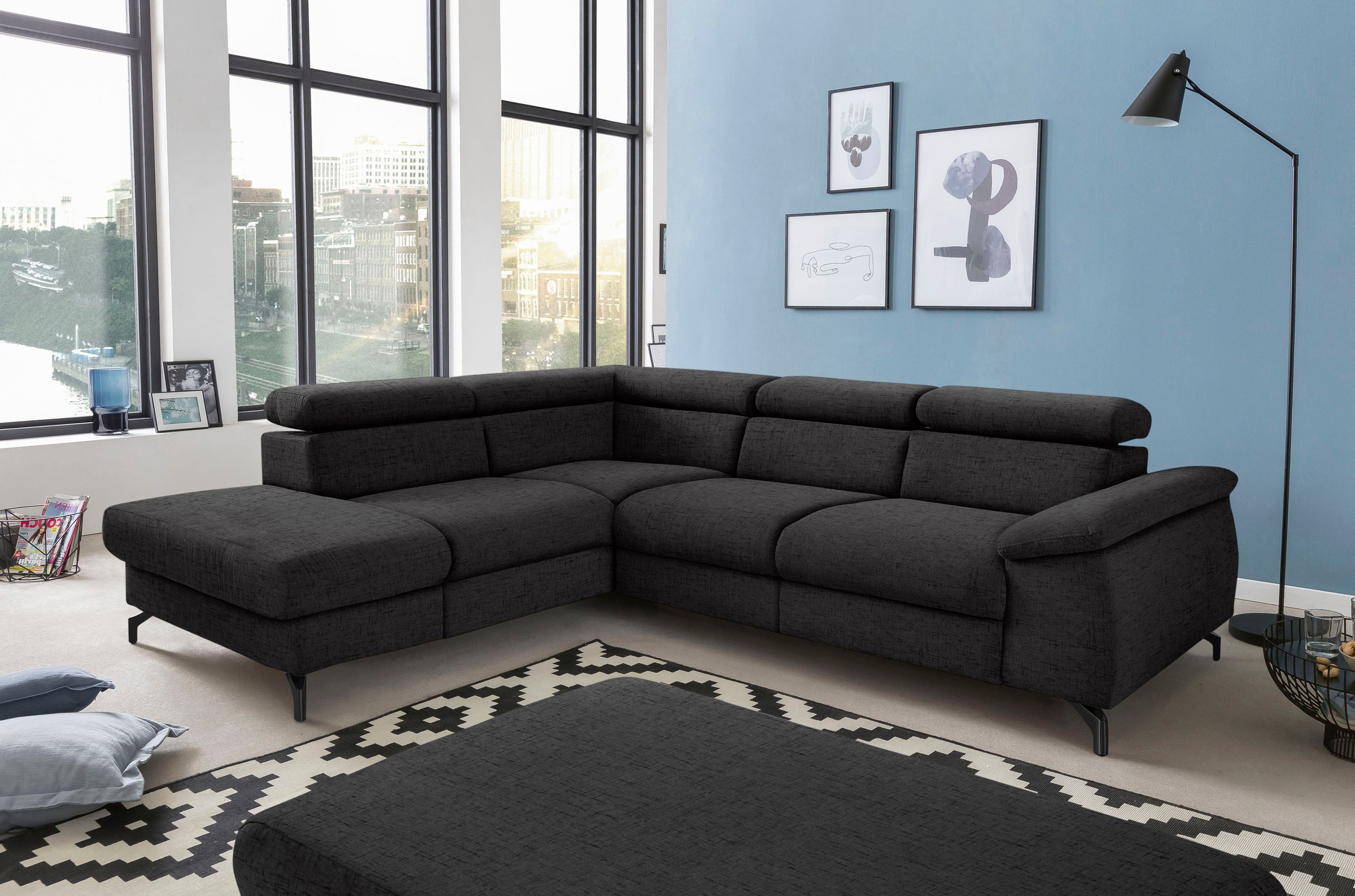 COTTA Ecksofa »Komaris L-Form«, mit Kopfteilverstellung, wahlweise mit Bettfunktion & Bettkasten