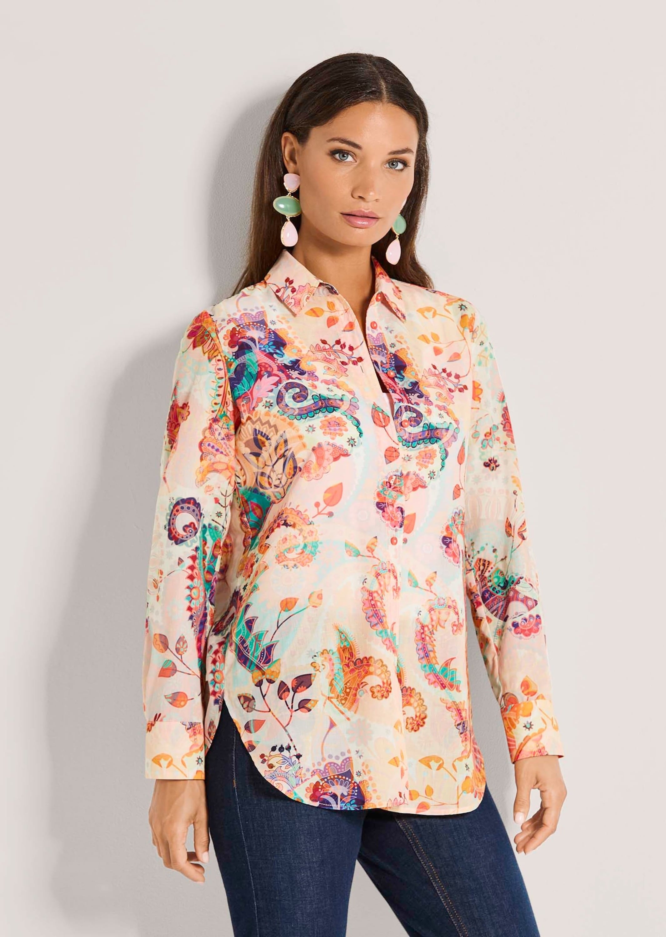 MADELEINE Hemdbluse »Hemdbluse Baumwollbluse mit Paisley-Muster« Hemd mit Rückenpasse
