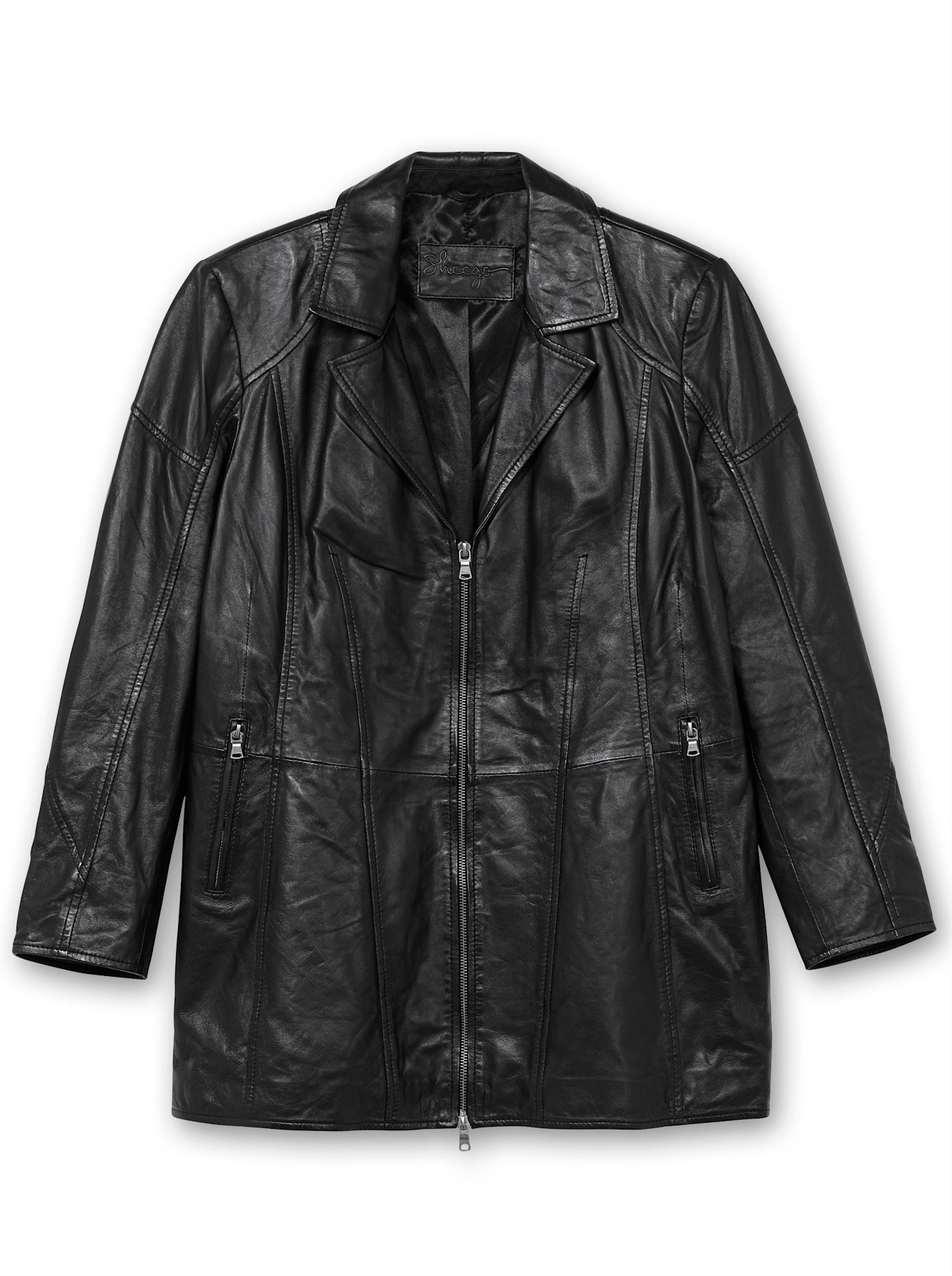 Sheego Lederjacke, ohne Kapuze