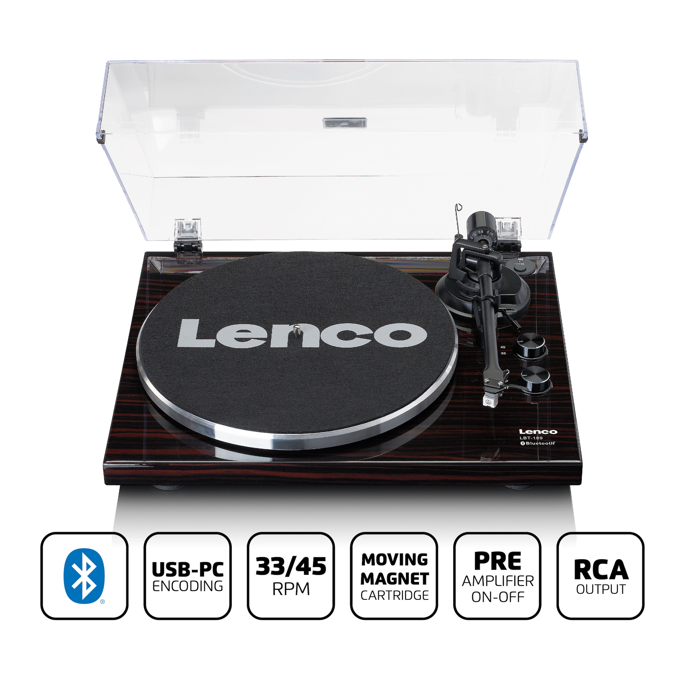Lenco Plattenspieler »LBT-189WA«, Aufnahmefunktion via PC, Bluetooth-Sender