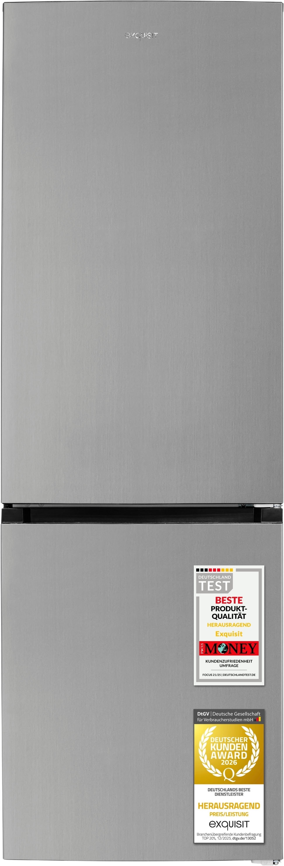 exquisit Kühl-/Gefrierkombination »KGC400-130-NF-040D inoxlook« 186 cm hoch 60 cm breit Humidity Box für optimale Feuchtigkeitsregulierung & kein Abtauen mehr