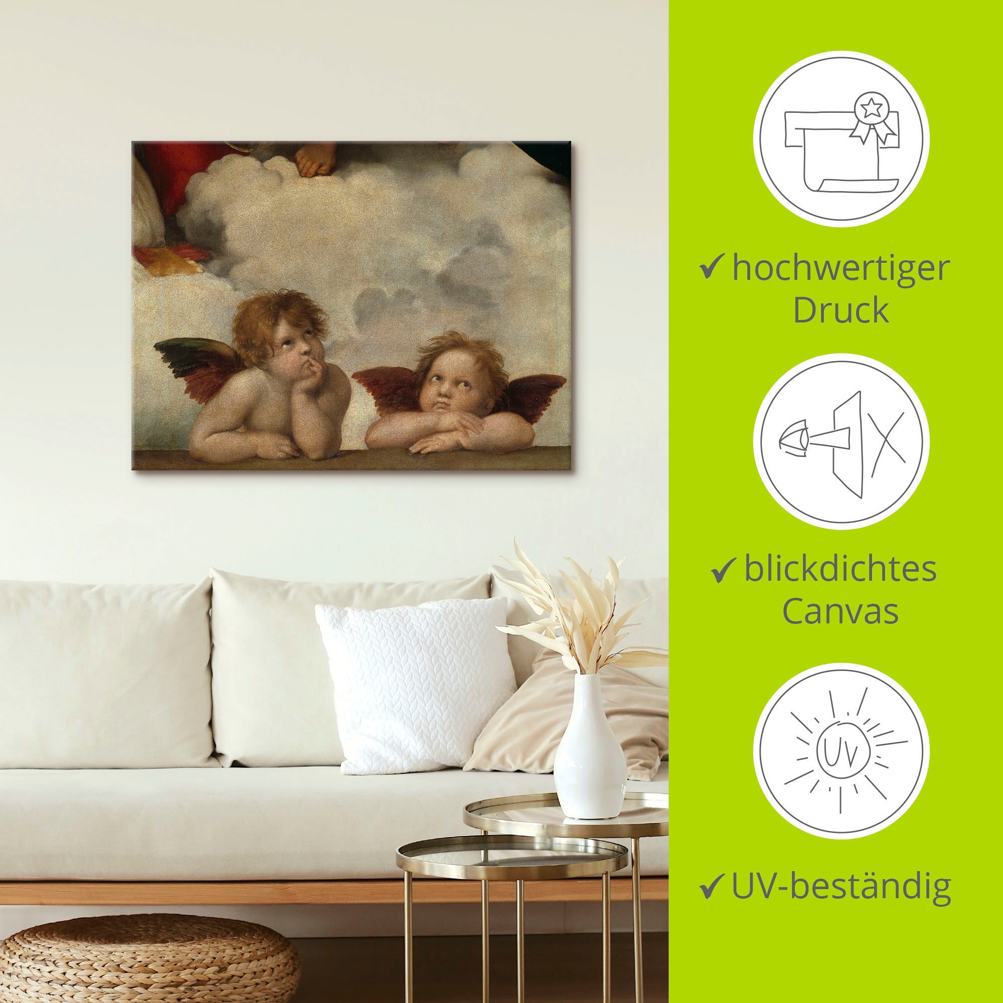 Artland Wandbild »Detail aus Die Sixtinische Madonna.«, Religion, (1 St.), als Leinwandbild, Poster, Wandaufkleber in verschied. Größen