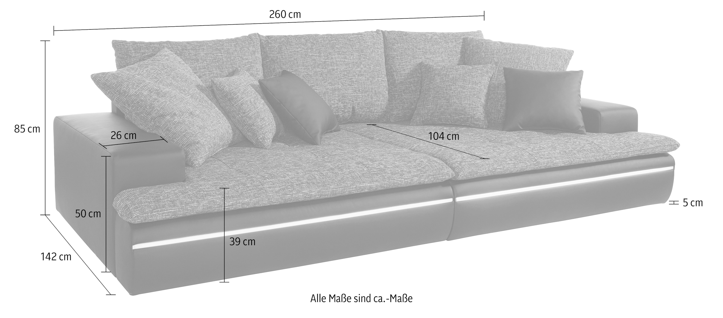 Mr. Couch Big-Sofa Haiti, wahlweise mit RGB-Beleuchtung