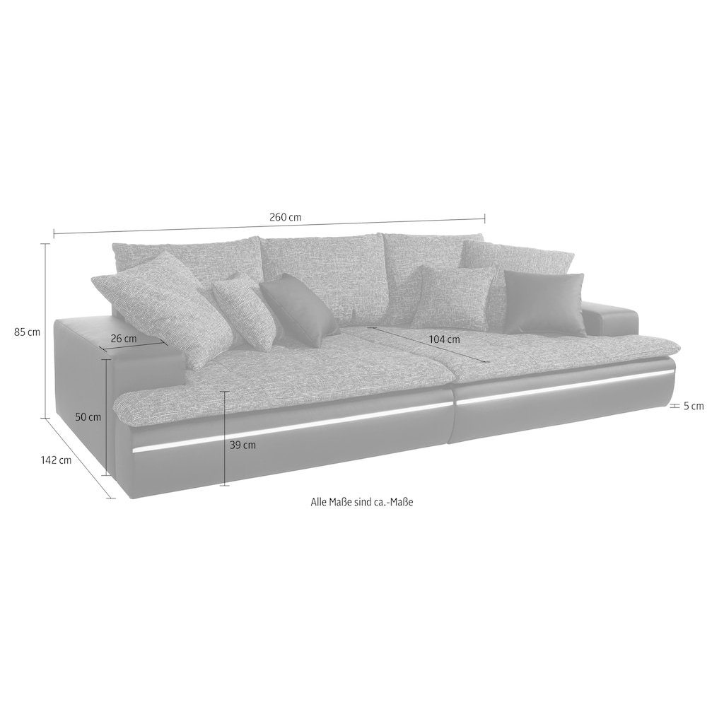 Mr. Couch Big-Sofa »Haiti«, wahlweise mit Kaltschaum (140kg Belastung/Sitz) und RGB-LED-Beleuchtung, in verschiedenen Größen erhältlich
