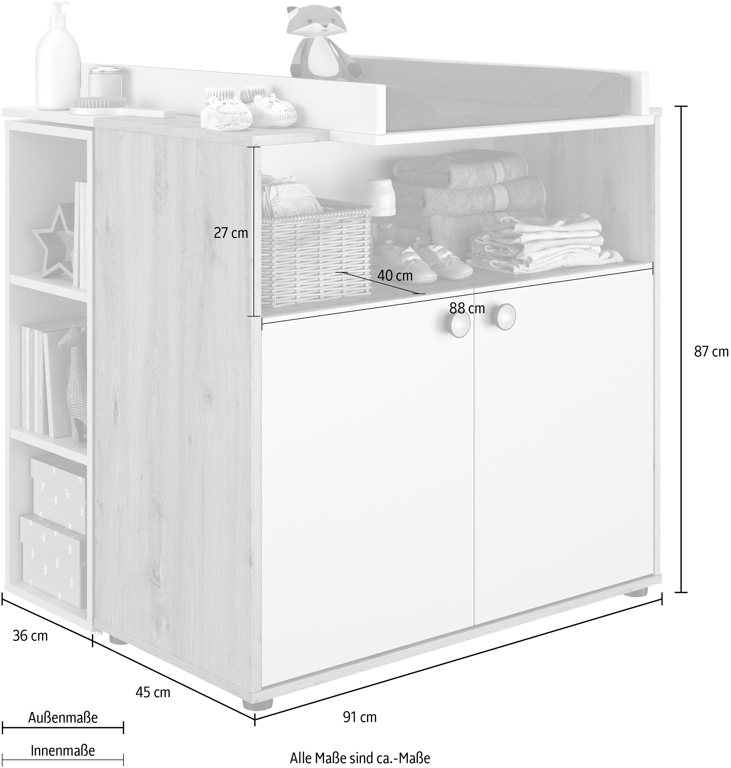 Galipette Babymöbel-Set »Arthur«, (3 tlg., bestehend aus Wickelkommode, Wickelablage und kleines Regal), bestehend aus Wickelkommode, Wickelablage und kleines Regal