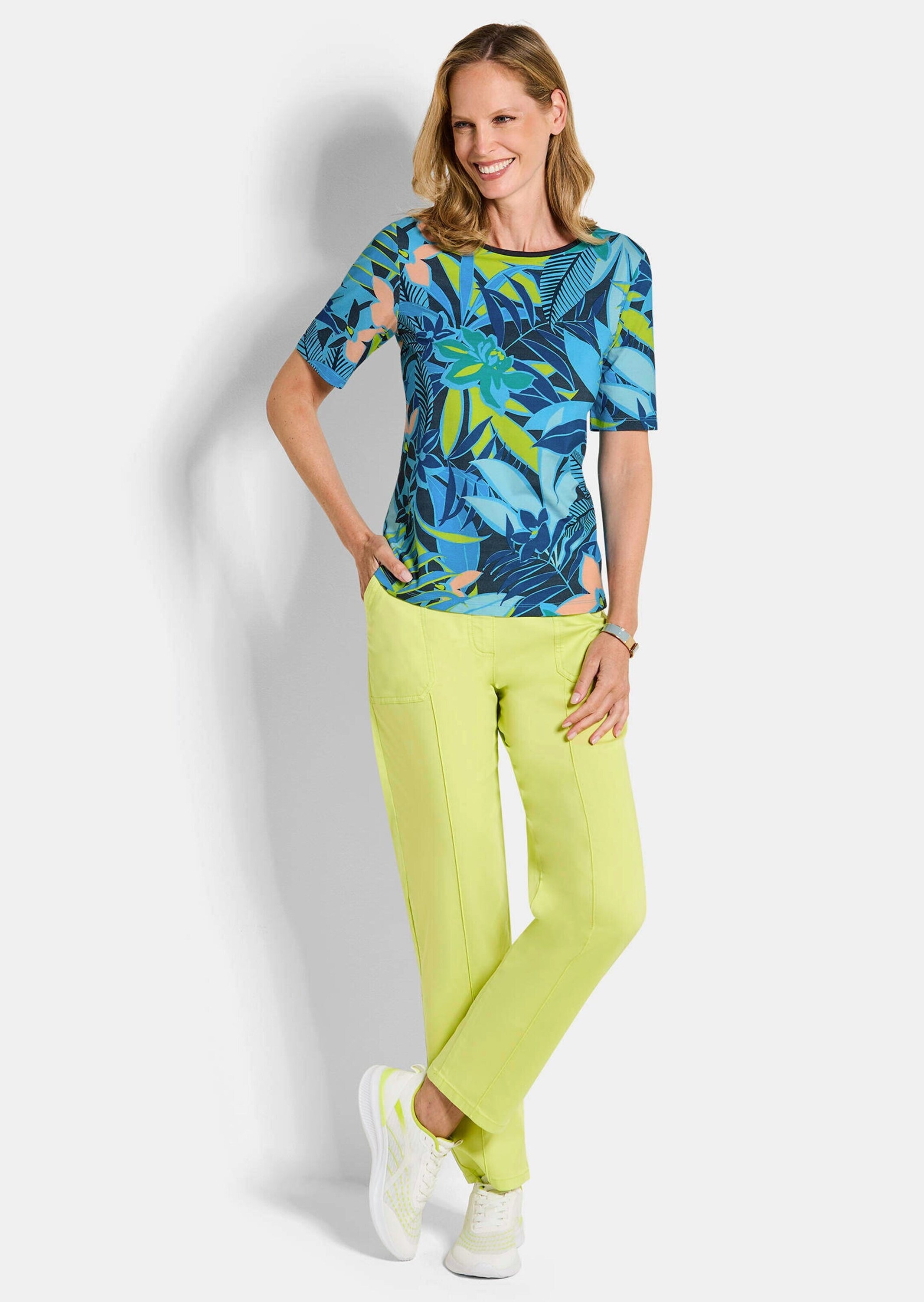 GOLDNER Kurzarmshirt »Druckshirt mit floralem Print« stretchbequemer Viskosejersey