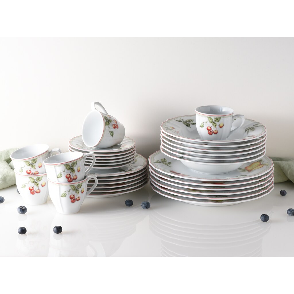 CreaTable Kombiservice »Geschirr-Set Flora Orchard«, (Set, 30 tlg., Kaffeeservice und Tafelservice im Set, für 6 Personen), Service, 30 Teile, für 6 Personen