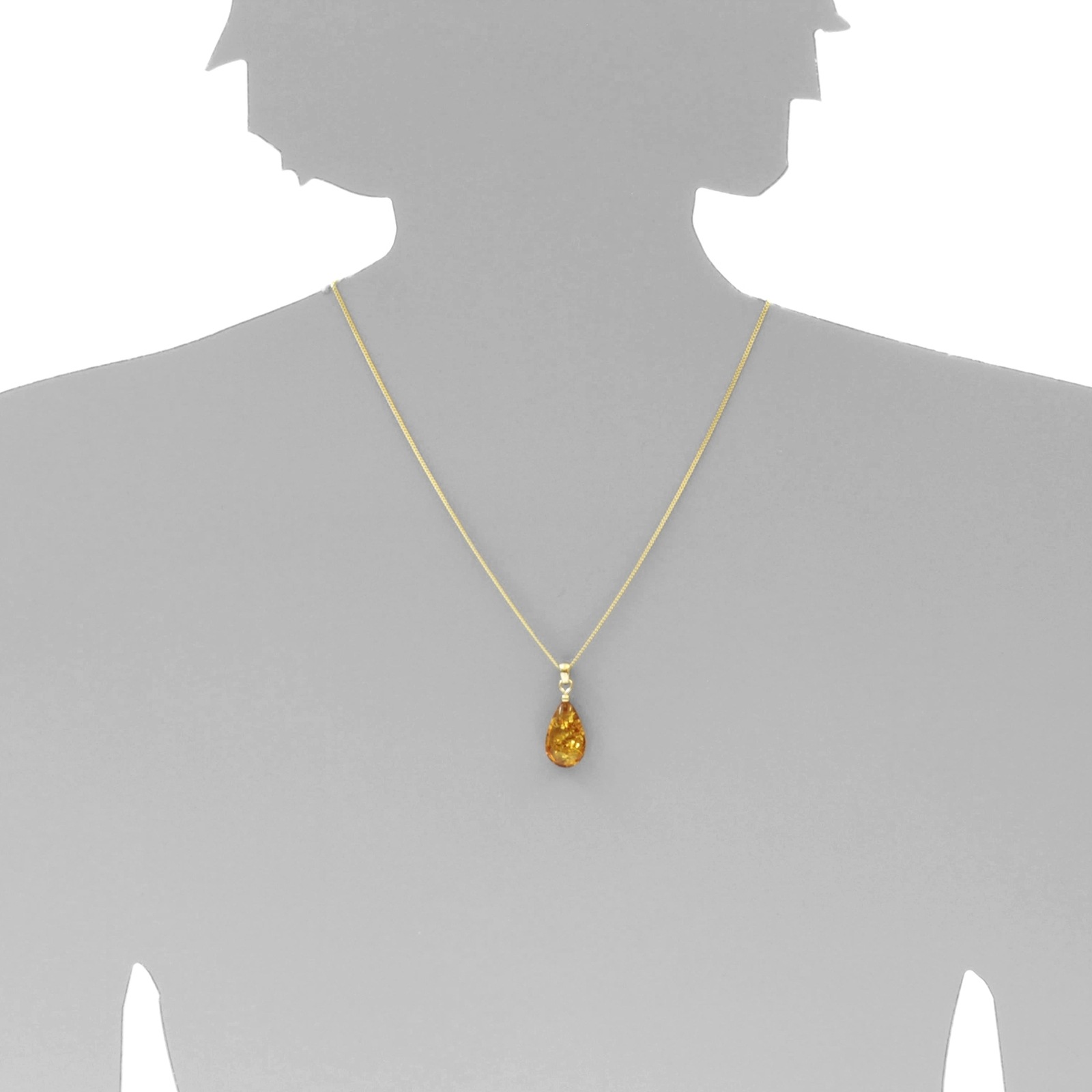 OSTSEE-SCHMUCK Kette und Anhänger Set »- Tropfen flach, ca. 20 mm lang - Gold 333/000 - Bernstein«