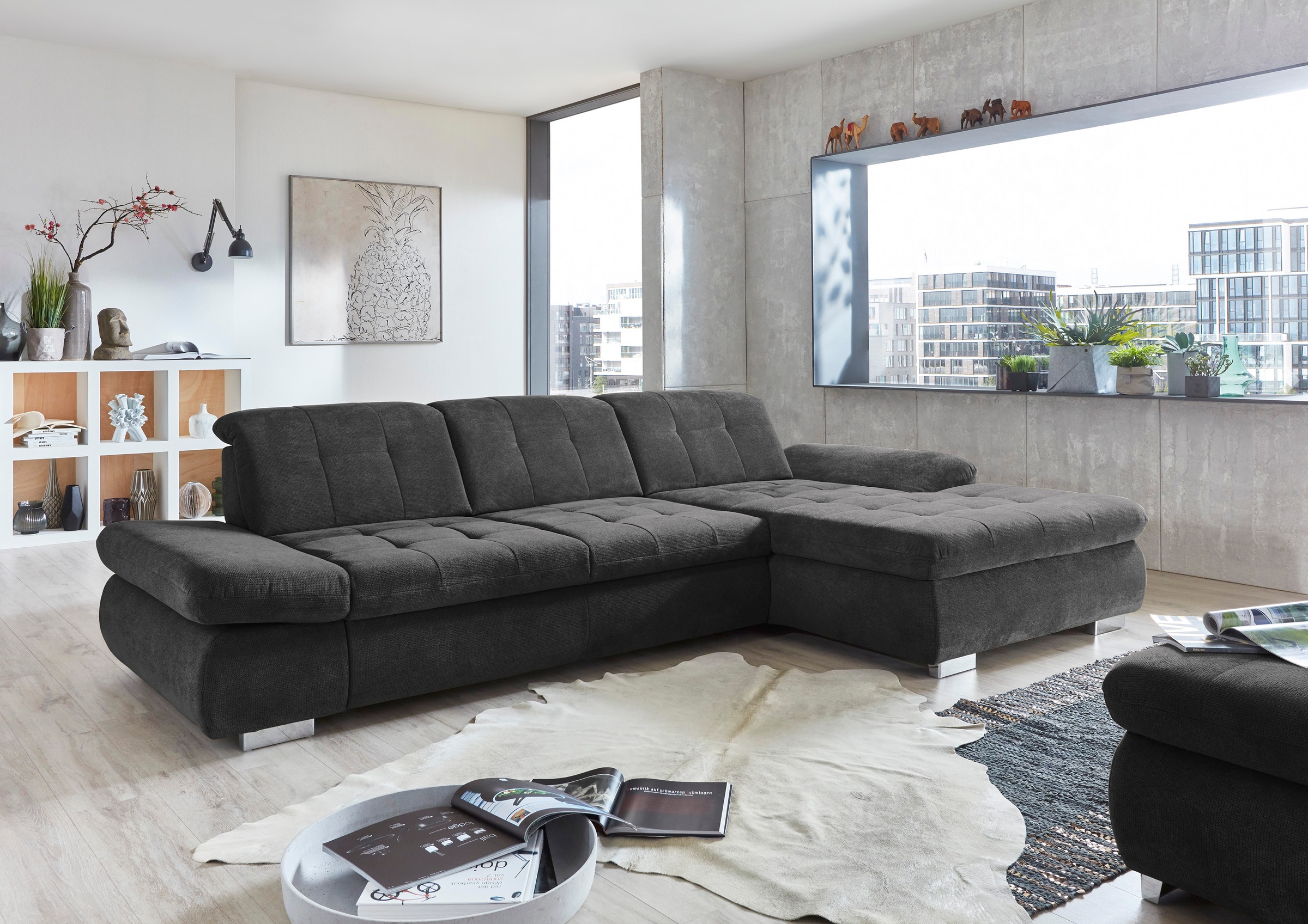 Die PlanBar Ecksofa »MP-IN17004 L-Form«, wahlweise mit Bettfunktion, Sitztiefen- und Kopfteilverstellung