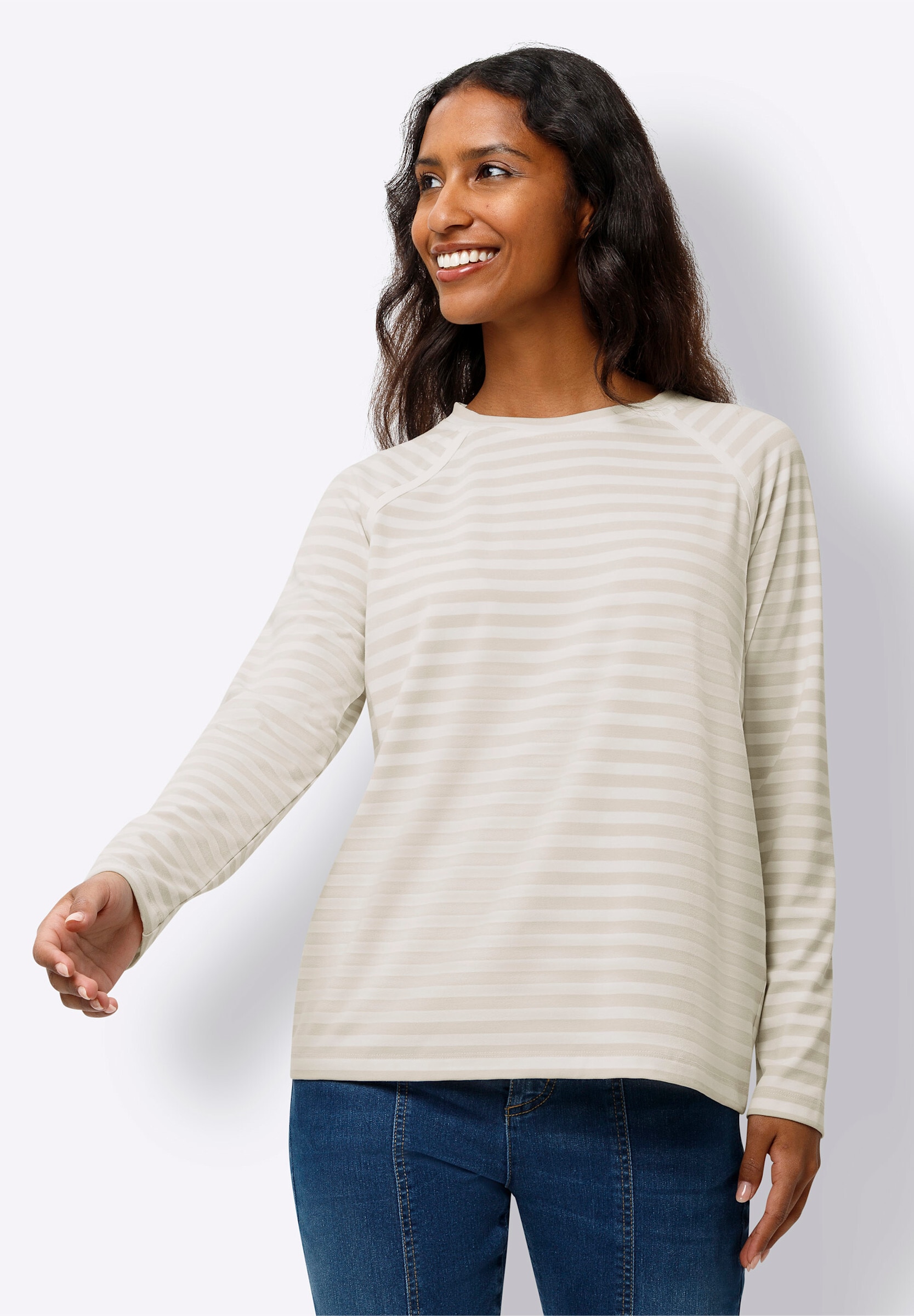 heine T-Shirt »Langarm-Shirt Ringelshirt mit Raglan-Ärmeln«