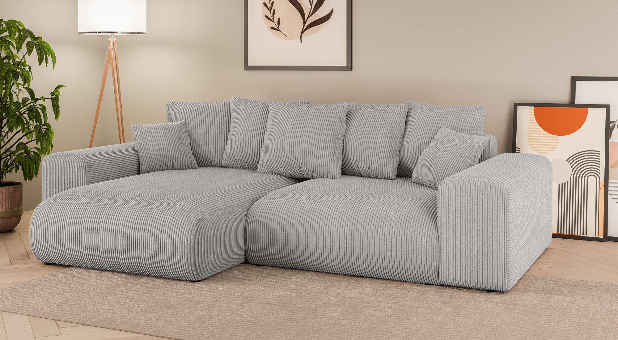 Home affaire Ecksofa »LAKESIDE mit Bettfunktion und Bettkasten, B/T/H 257/166/84 cm«