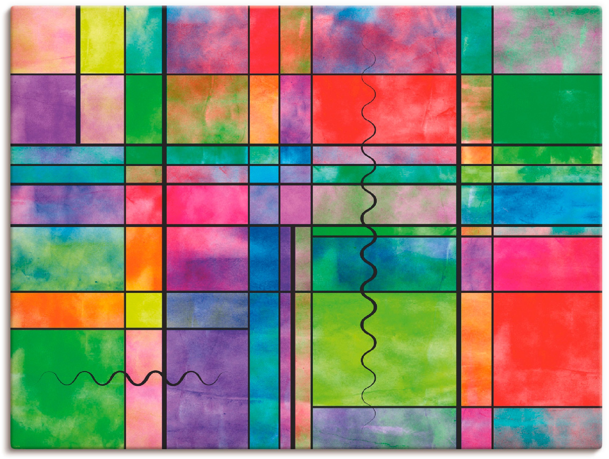 Artland Wandbild »Bunt Abstrakt«, Muster, (1 St.), in vielen Größen & Produktarten -Leinwandbild, Poster, Wandaufkleber / Wandtattoo auch für Badezimmer geeignet