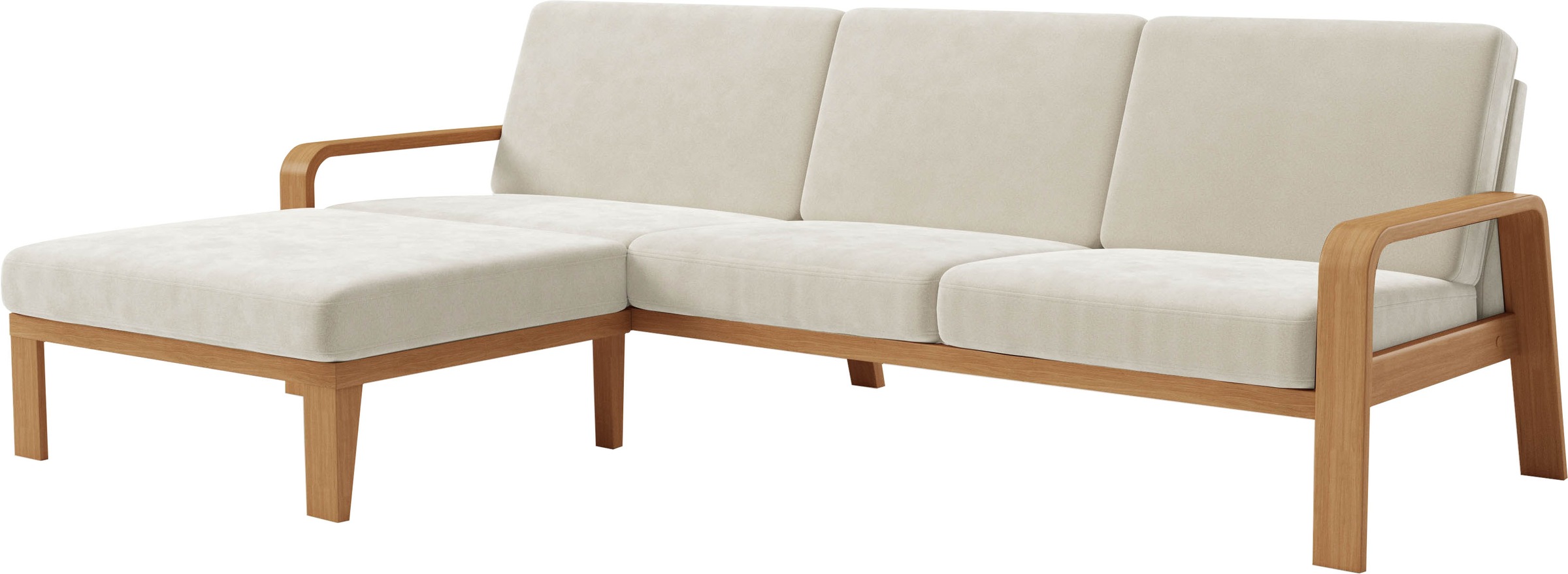 sit&more Ecksofa »Kolding L-Form« Armlehnen aus eichefarbigem Buchenholz, verschiedene Bezüge und Farben