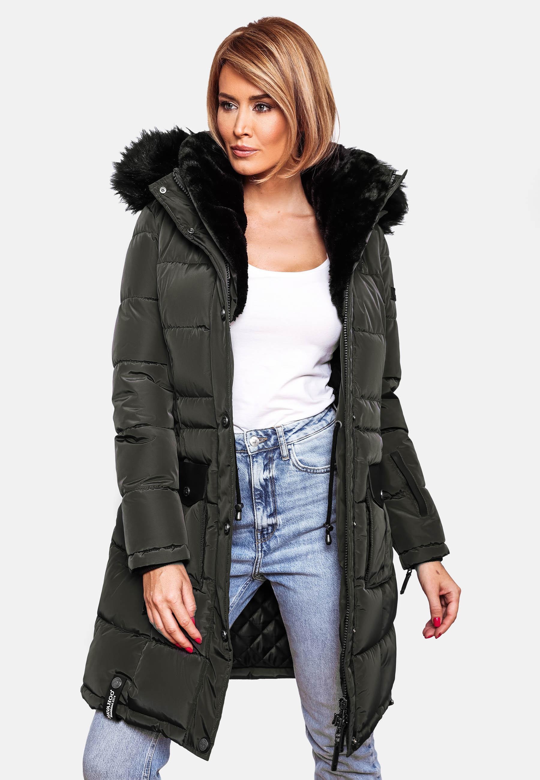 Navahoo Steppmantel »Steppmantel Sinja«, stylischer Winter Parka mit edlem Fellimitat