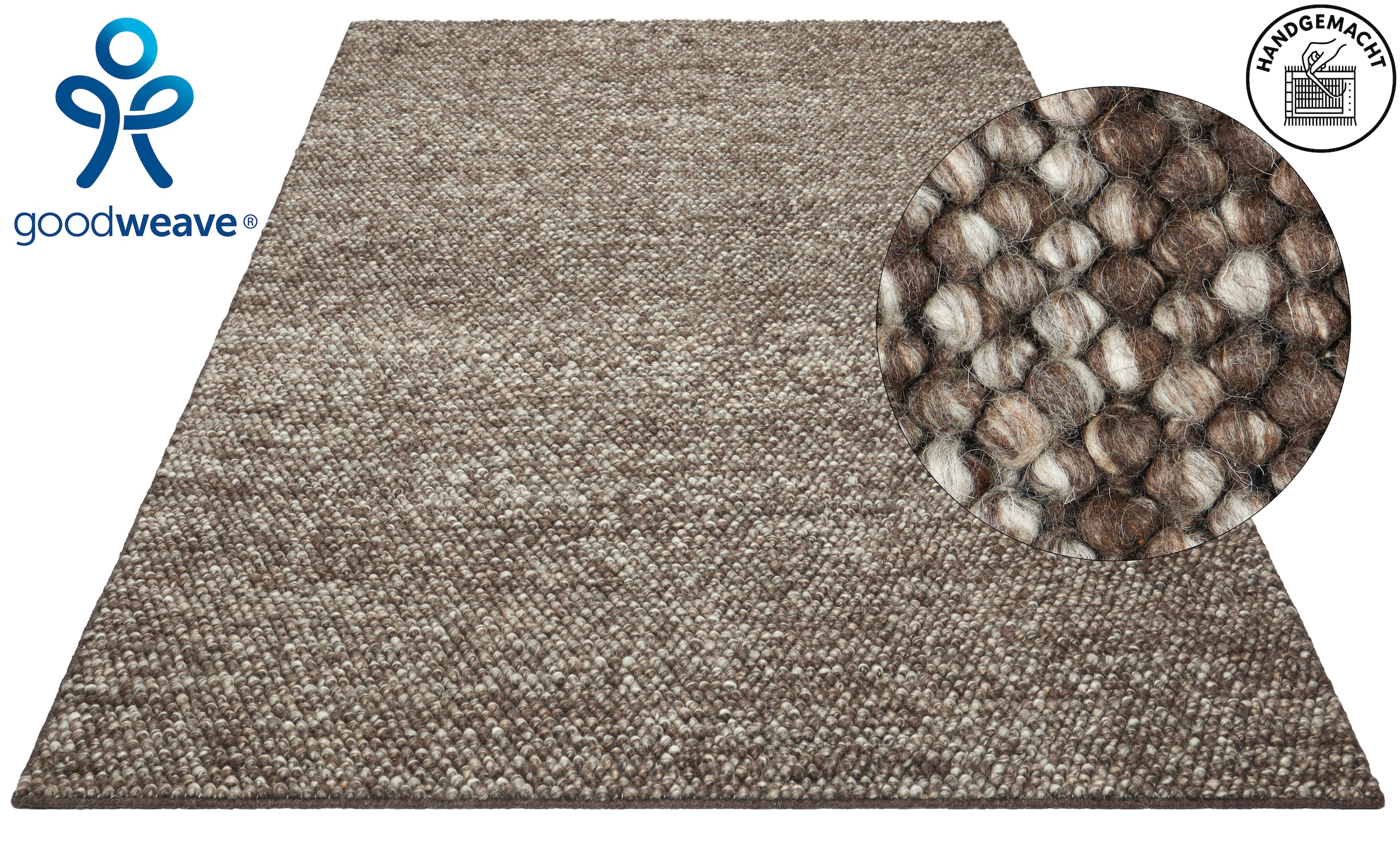 OTTO home Wollteppich »Wolly, Wolle« rechteckig 14 mm Höhe handgewebt, Handweb Teppiche, Wohnzimmer, Schlafzimmer, Esszimmer