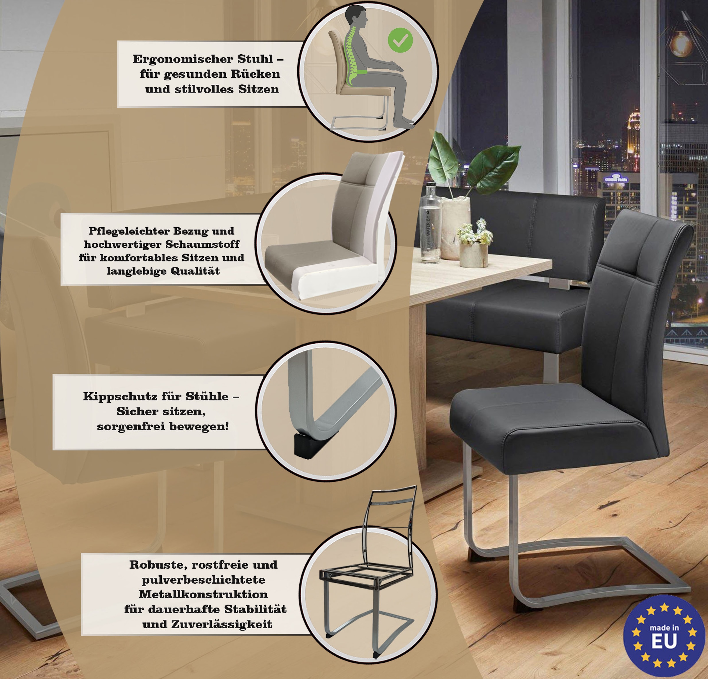 Home affaire Freischwinger »Rab« (Set) 2 Stk.Bezug in verschiedenen Qualitäten, maximale Belastbarkeit 120 kg