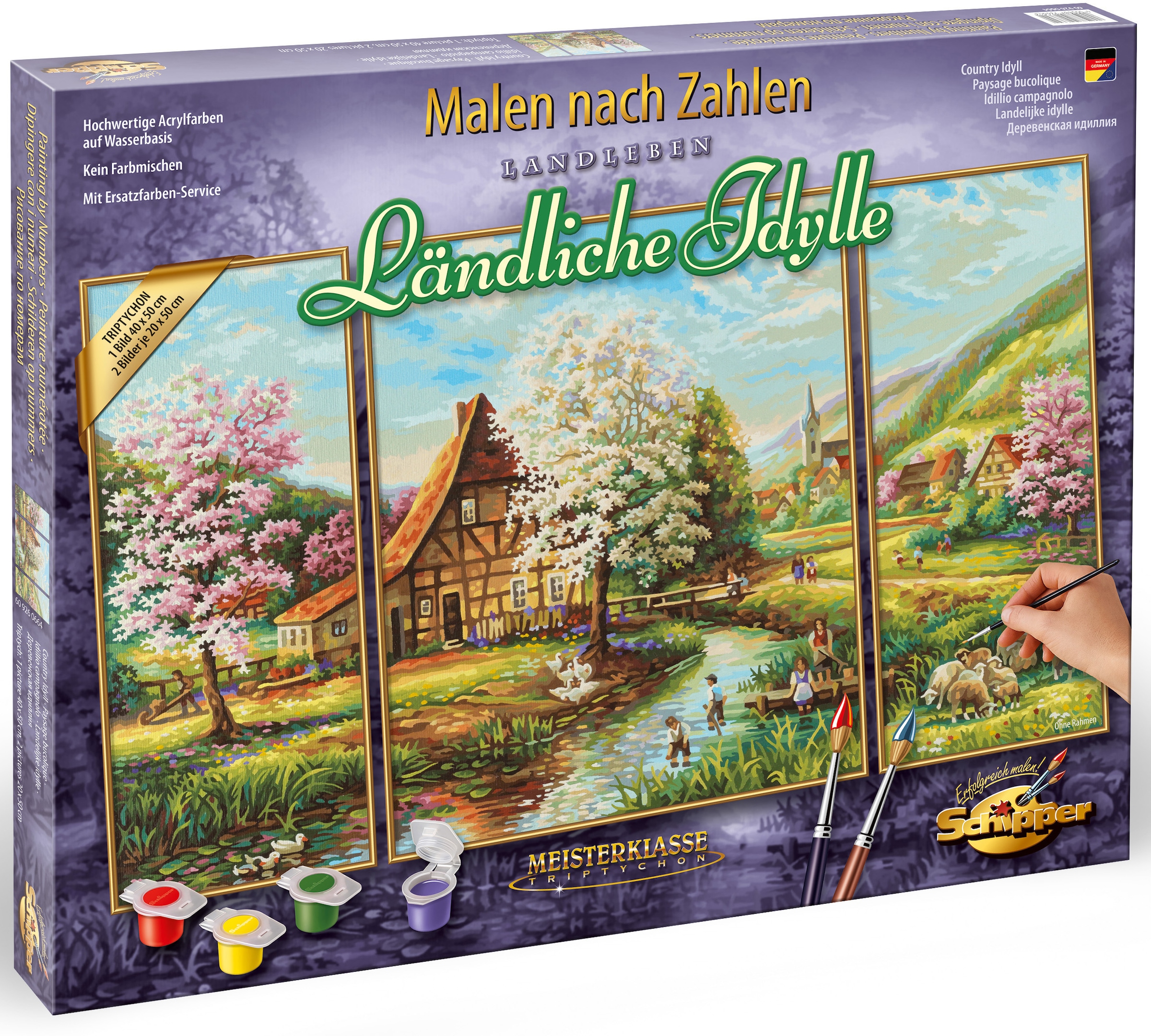 Schipper Malen nach Zahlen »Meisterklasse Triptychon - Ländliche Idylle«, Made in Germany