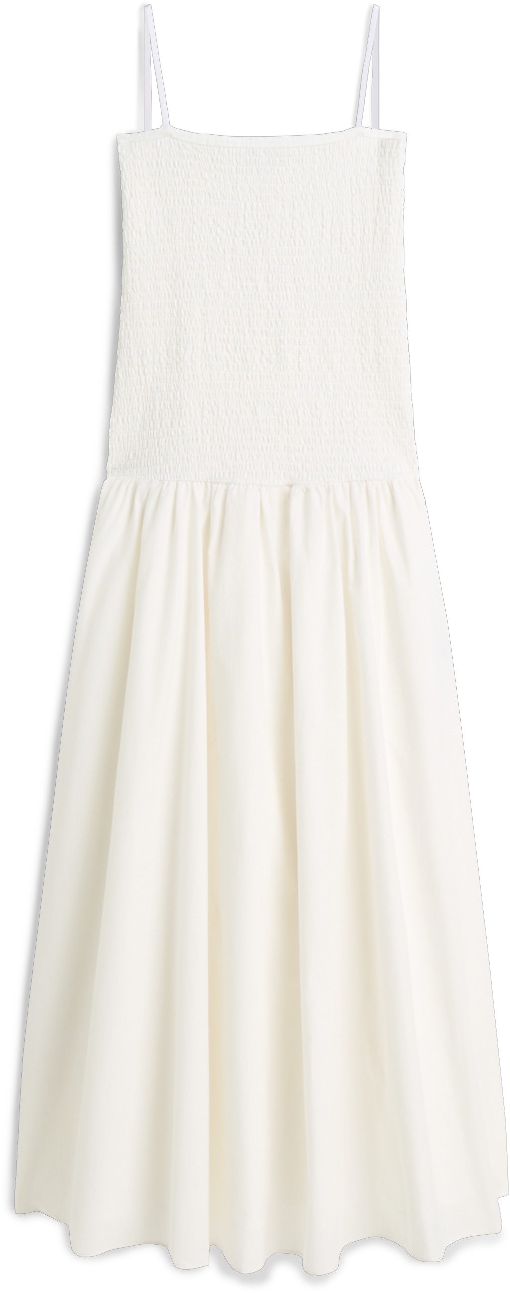 Tommy Jeans Trägerkleid »TJW SMOCK FABRIC MIX MAXI DRESS« Baumwolle, gesmoktes Oberteil, schmale Träger
