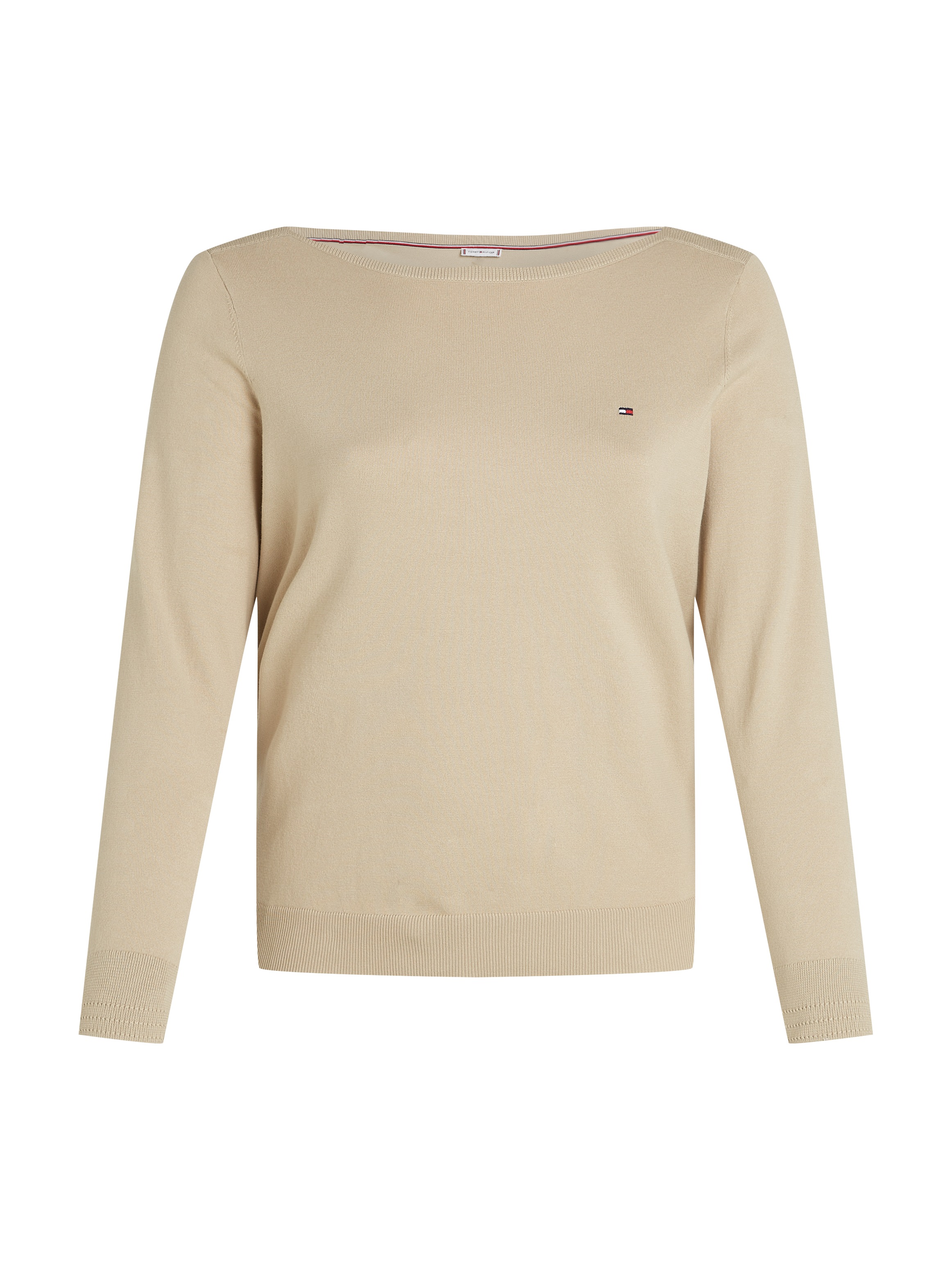Tommy Hilfiger Curve Strickpullover »CRV CO JERSEY STITCH LS B-NK SWT«, in Großen Größen, Logostickerei
