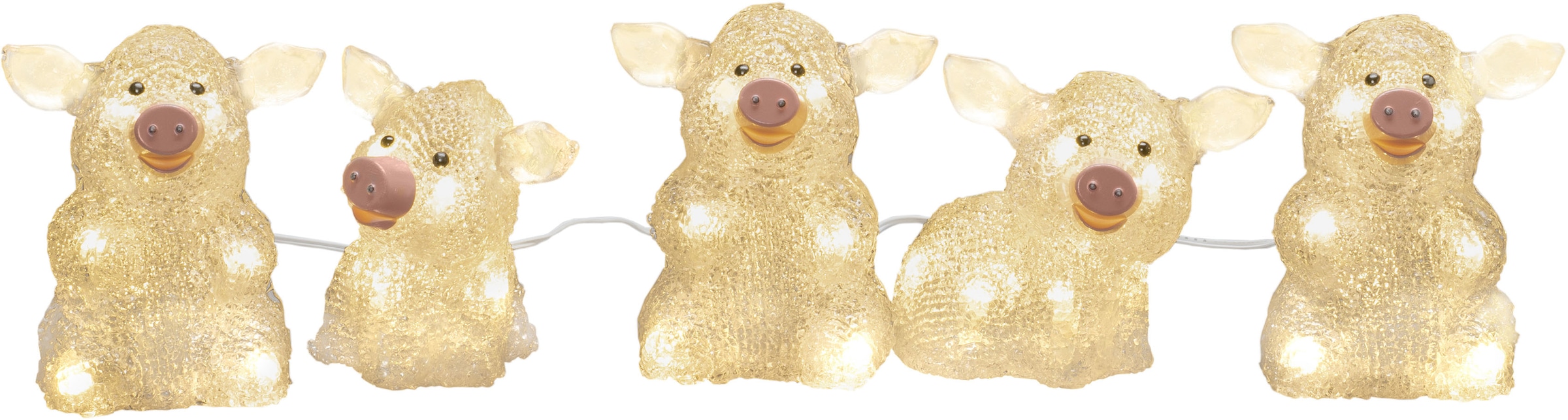 KONSTSMIDE LED-Lichterkette »Schwein«, 40 St.-flammig, LED Acryl Schweine 5-er Set, transparent, 40 warm weiße Dioden