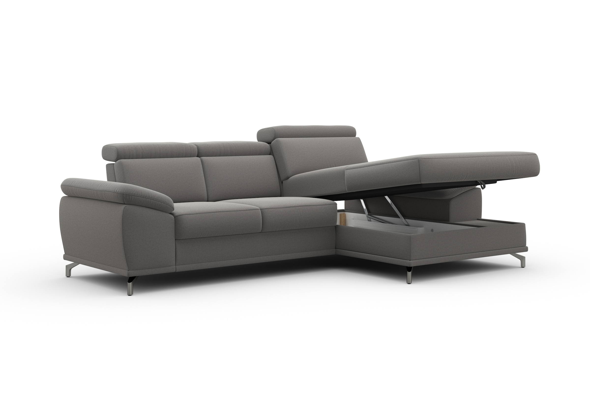 sit&more Ecksofa »Cabrio L-Form, mit Sitztiefenverstellung, Arm- und Kopfteilverstellung«, 2 Nierenkissen, Federkern, optional Bettfunktion und Stauraum