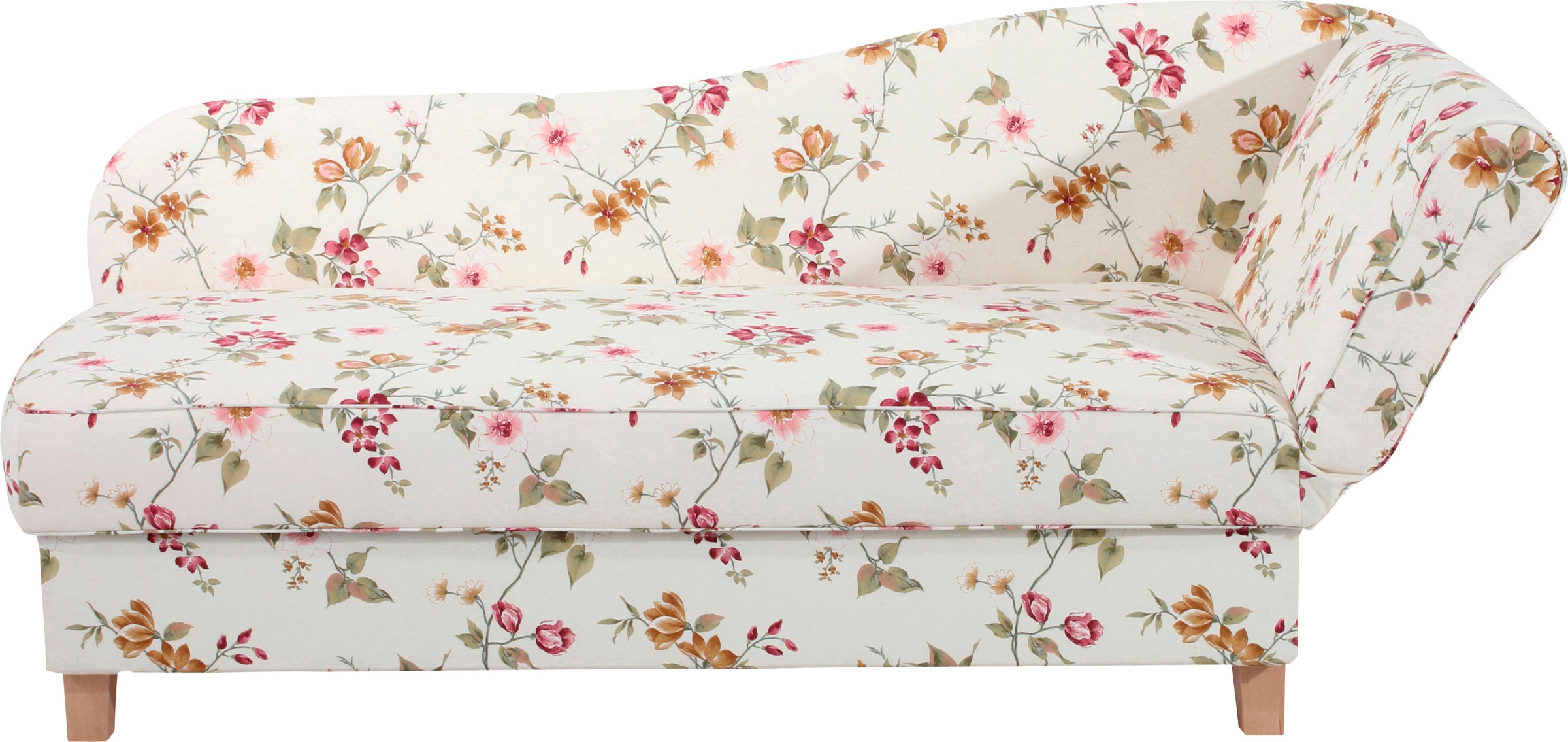 Max Winzer® Recamiere »Saturn mit verstellbarer Armlehne für hohen Sitz- und Relaxkomfort«, Armlehne links oder rechts, mit Blumenmuster, inkusive 4 Kissen