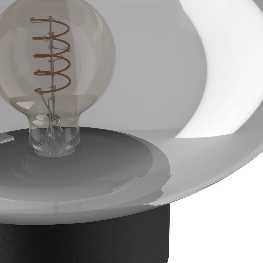 EGLO Tischleuchte »MADONNINA«, 1 flammig, Leuchtmittel E27 | ohne Leuchtmittel, Tischlampe, Metall in Schwarz und Glas in Grau-transparent, E27, 27 cm