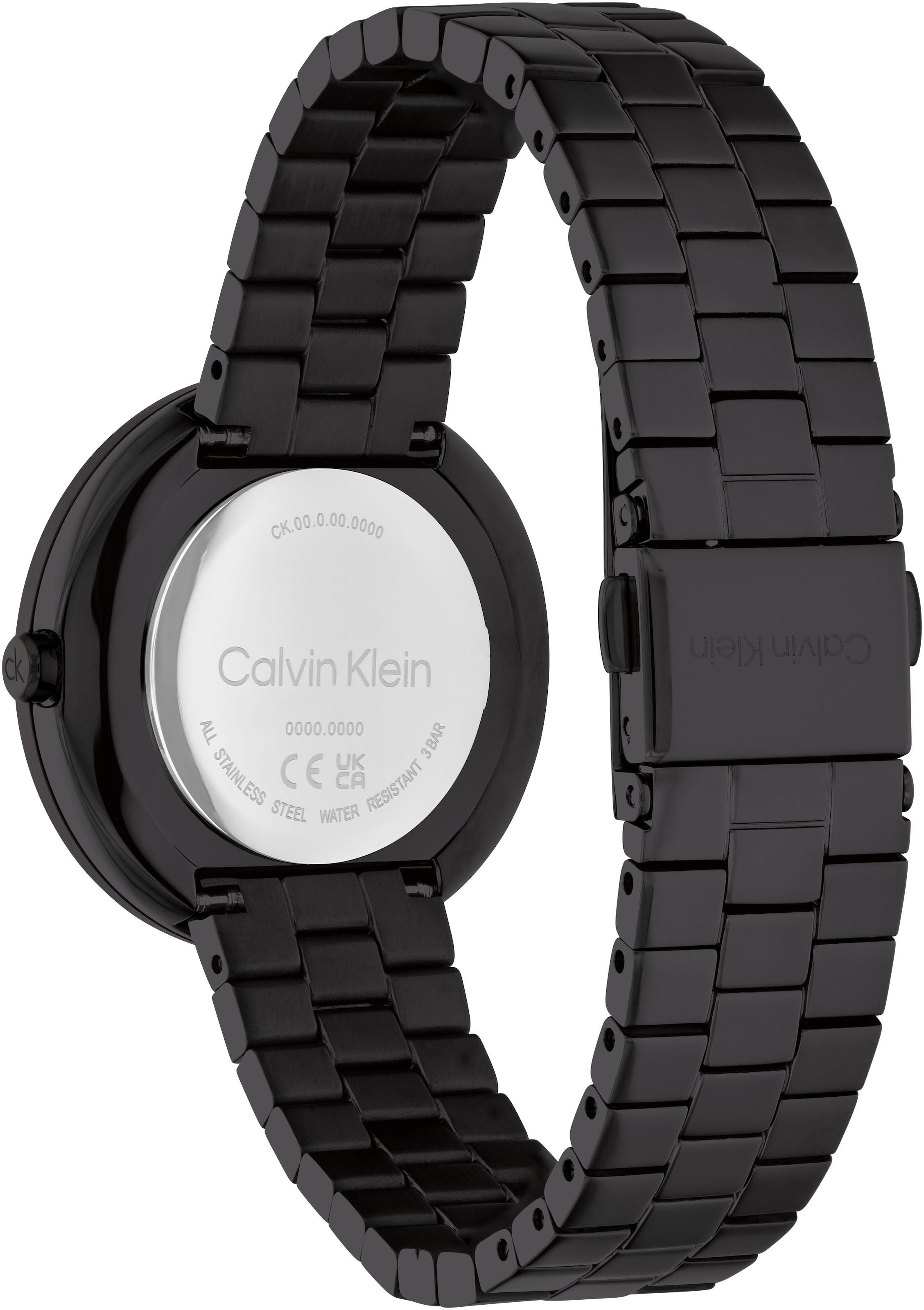 Calvin Klein Quarzuhr »Twisted Bezel« Armbanduhr, Damenuhr, Edelstahlarmband, analog, Glassteine