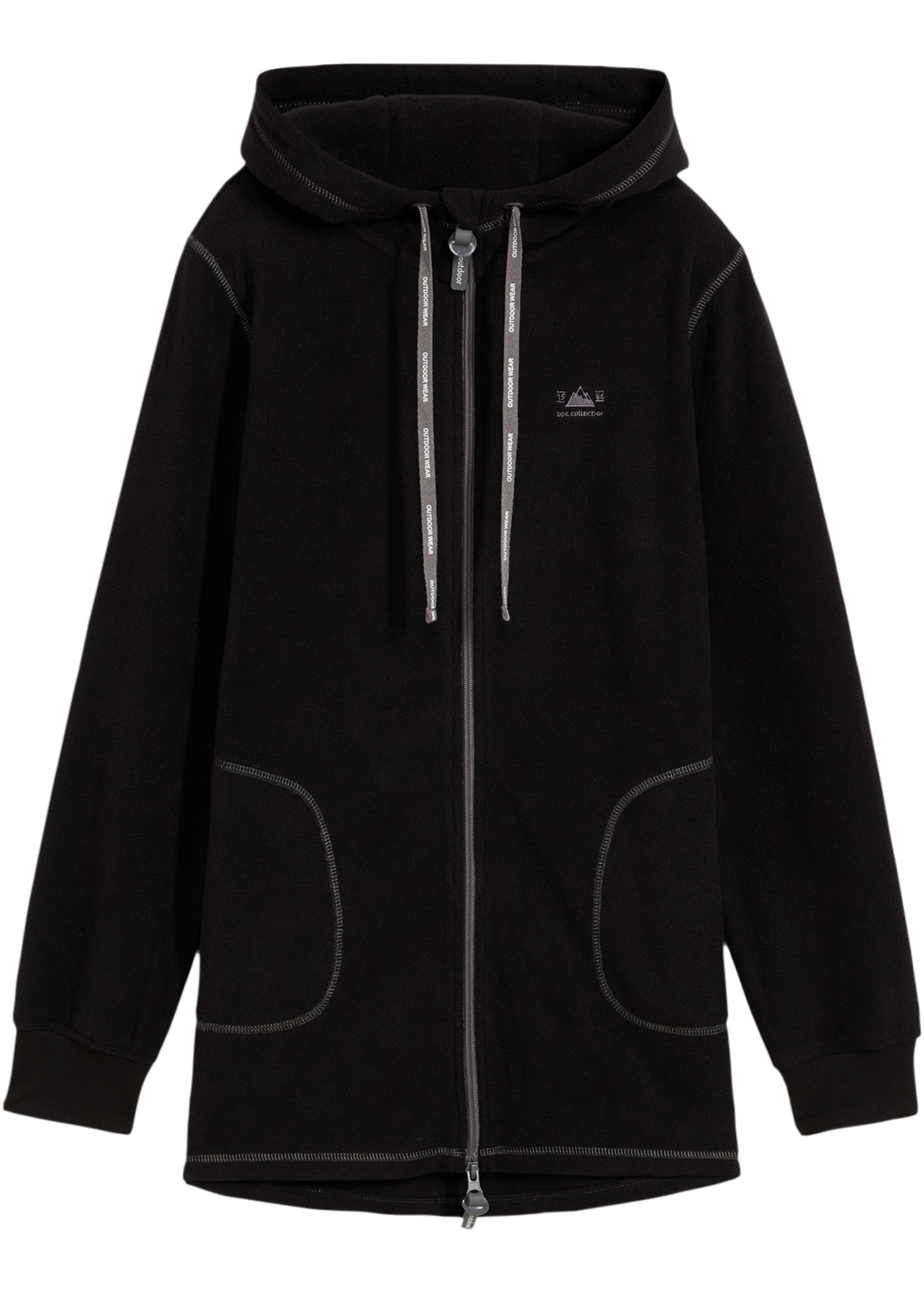 bonprix Fleecejacke mit Kapuze A-Linien-Schnitt, Langarm-Design, aus 100% Polyester, Regular Fit