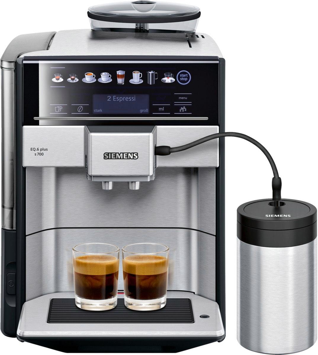 SIEMENS Kaffeevollautomat »EQ.6 plus s700 OTTO Favoriten, Shop autom. isolierter inkl. zu TE657M03DE«, Reinigung, bis Online 4 im Milchbehälter