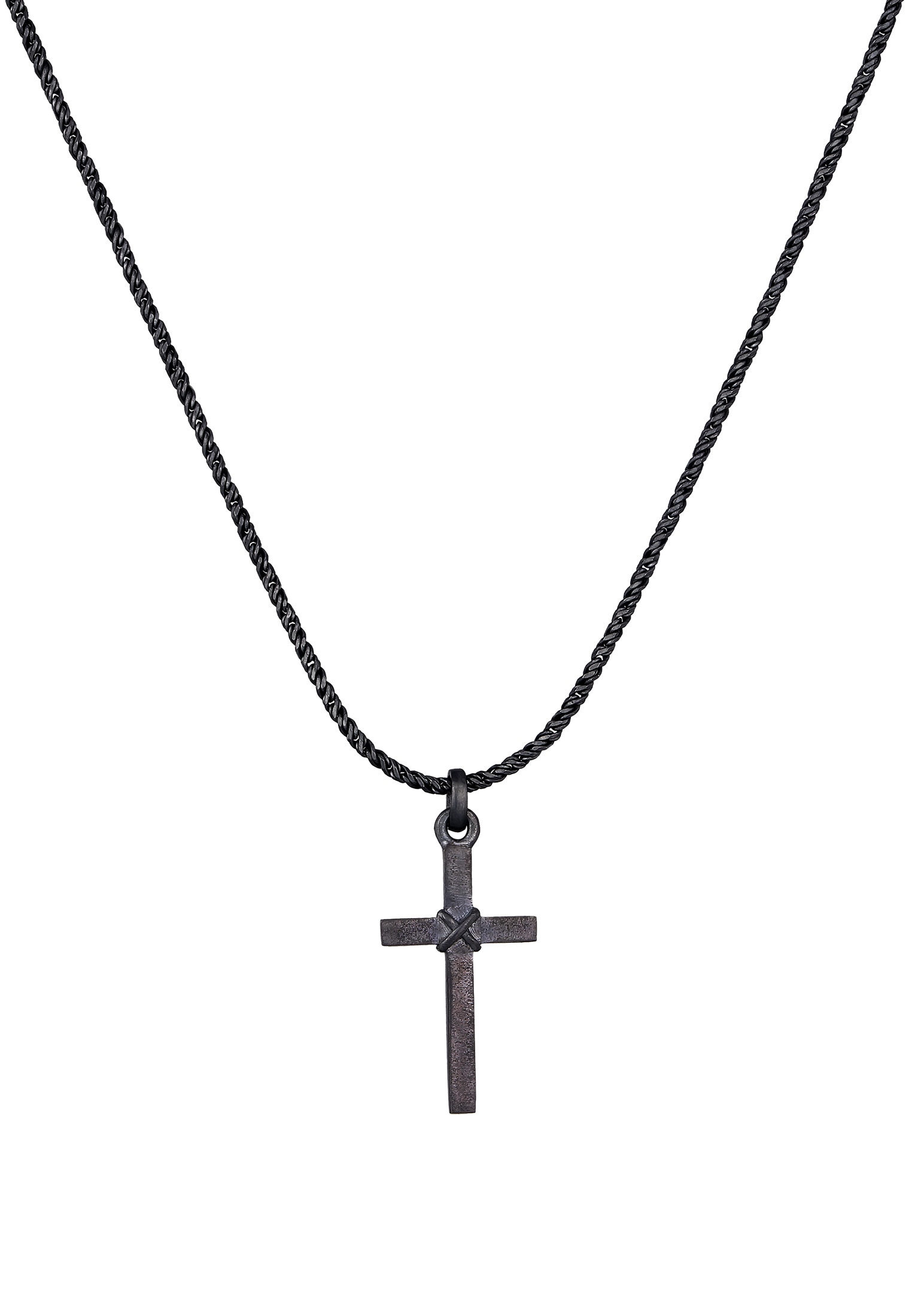 Kuzzoi Kette mit Anhänger »Halskette Herren Kreuz Flach Kordelkette 925 Silber«
