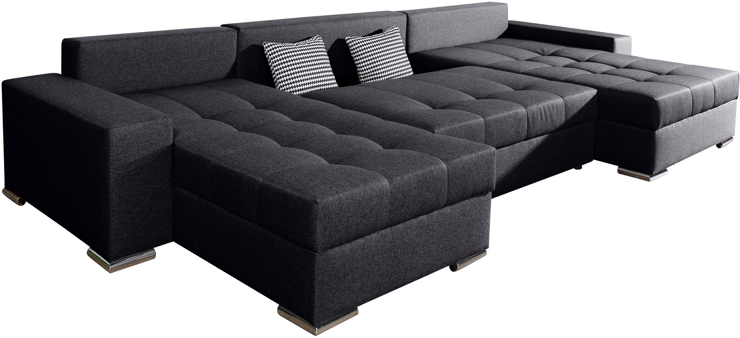 COLLECTION AB Wohnlandschaft »Josy XXL U-Form, B: 333 cm, mit 2 Recamieren 77 & 97 cm« mit Bettfunktion, Bettkasten & 2 Zierkissen, Federkern