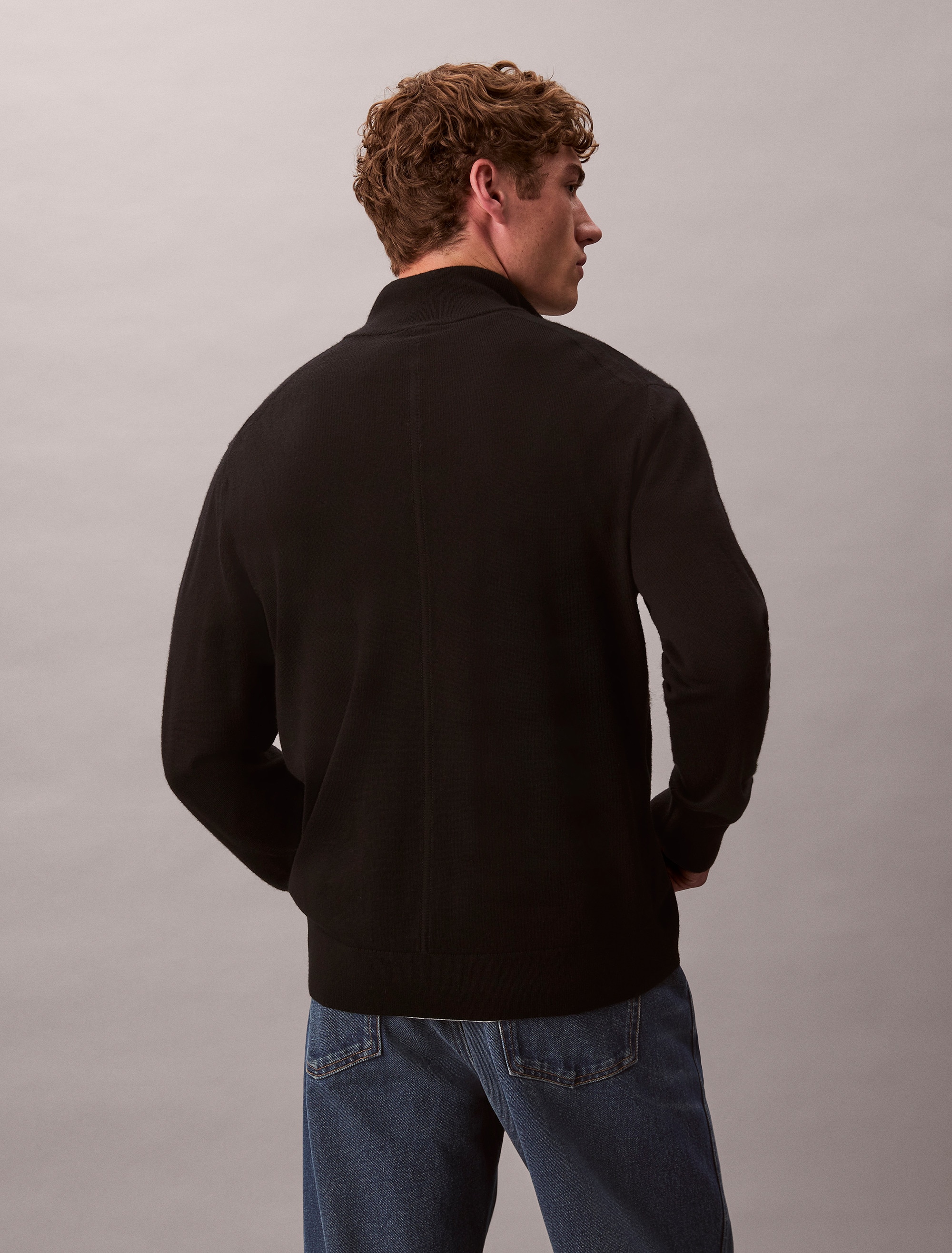 Calvin Klein Stehkragenpullover »LS 100% MERINO QZ 14GG« Mit Rundhalsausschnitt, regular fit