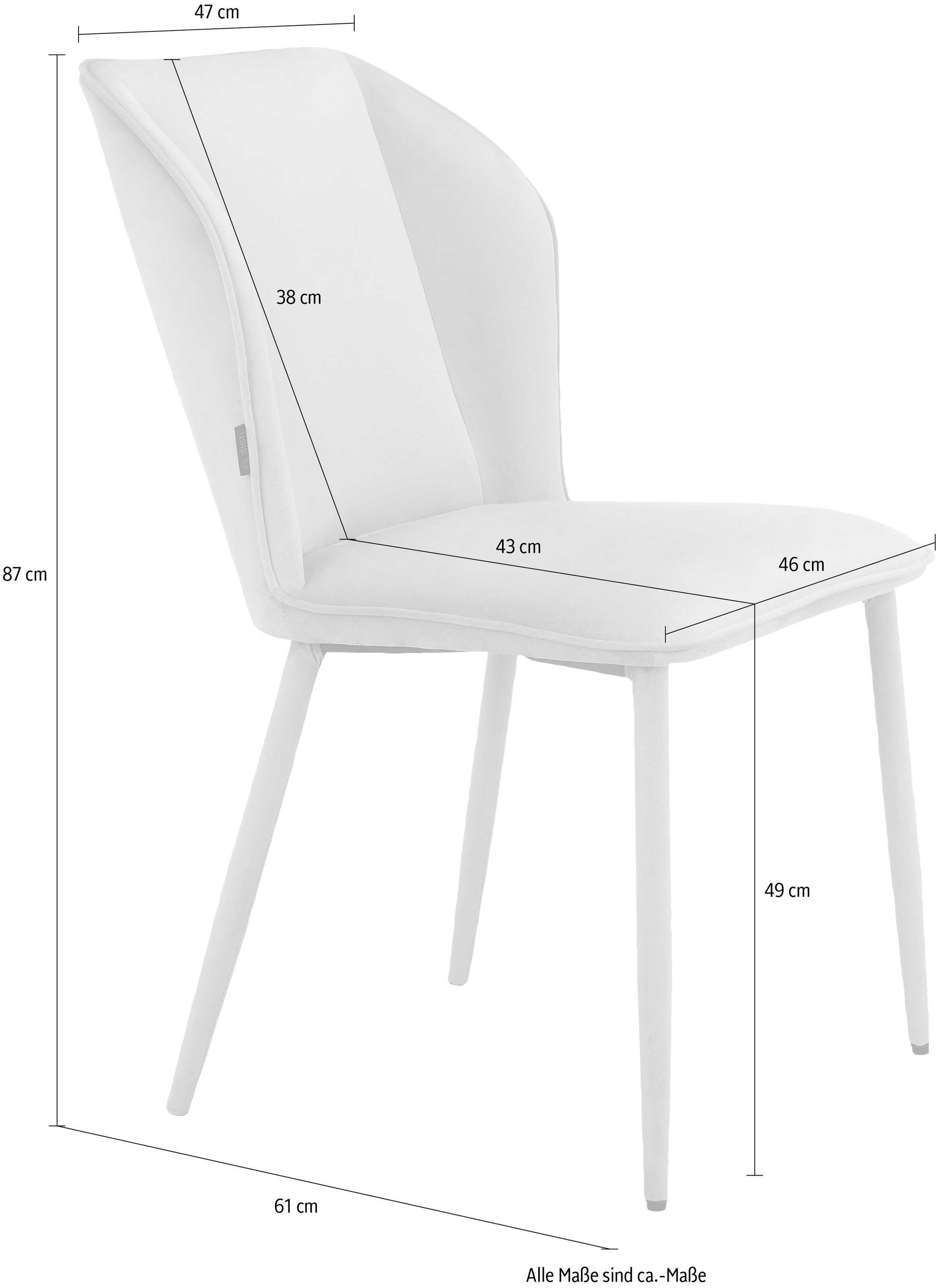 INOSIGN Esszimmerstuhl »Koa«, 2 St., Veloursstoff, in Velourstoff, mit Sitz und Rücken gepolstert, Sitzhöhe 49 cm