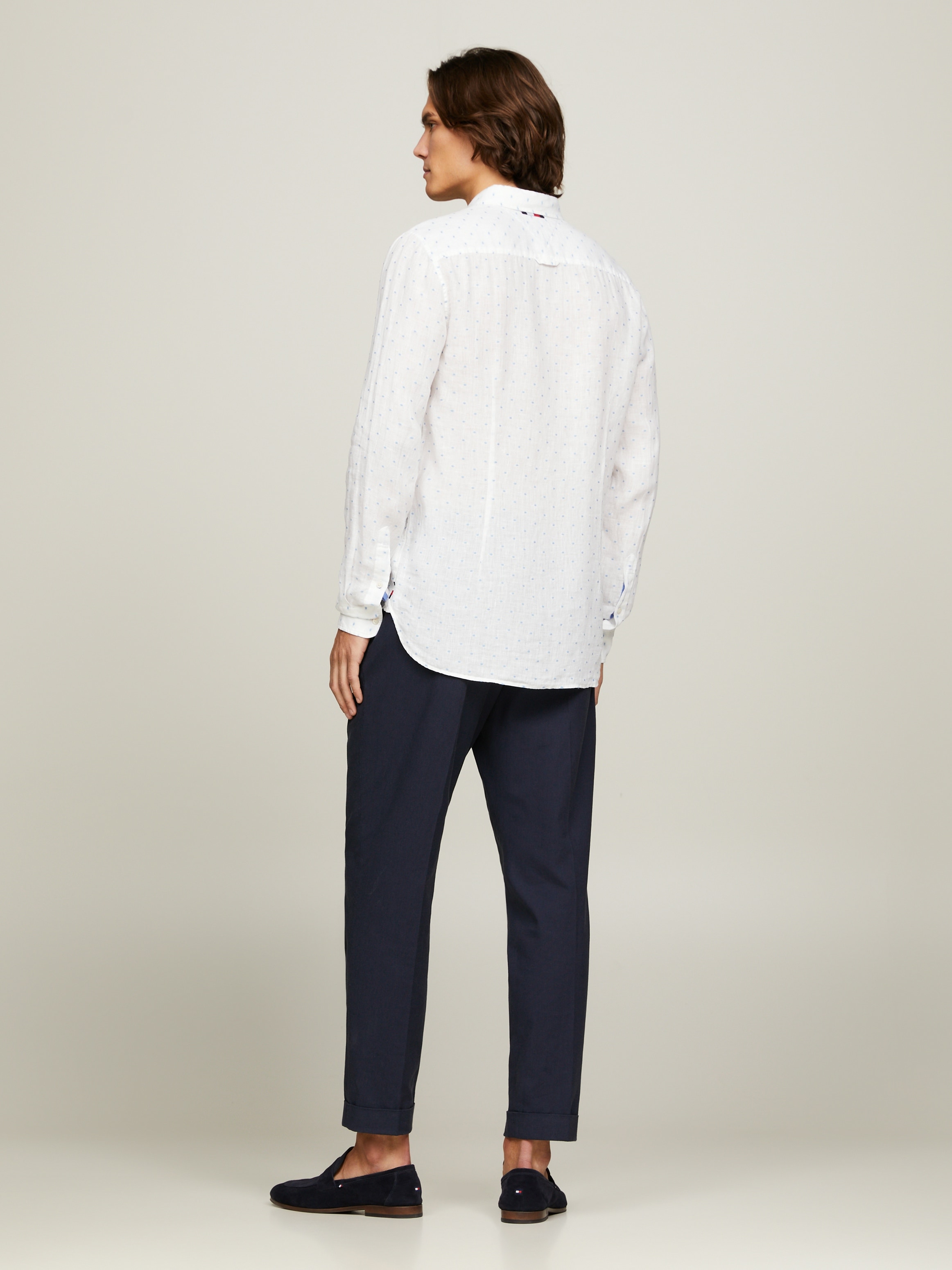 Tommy Hilfiger Langarmhemd »LINEN FIL COUPE SF SHIRT«, modisch gepunktet