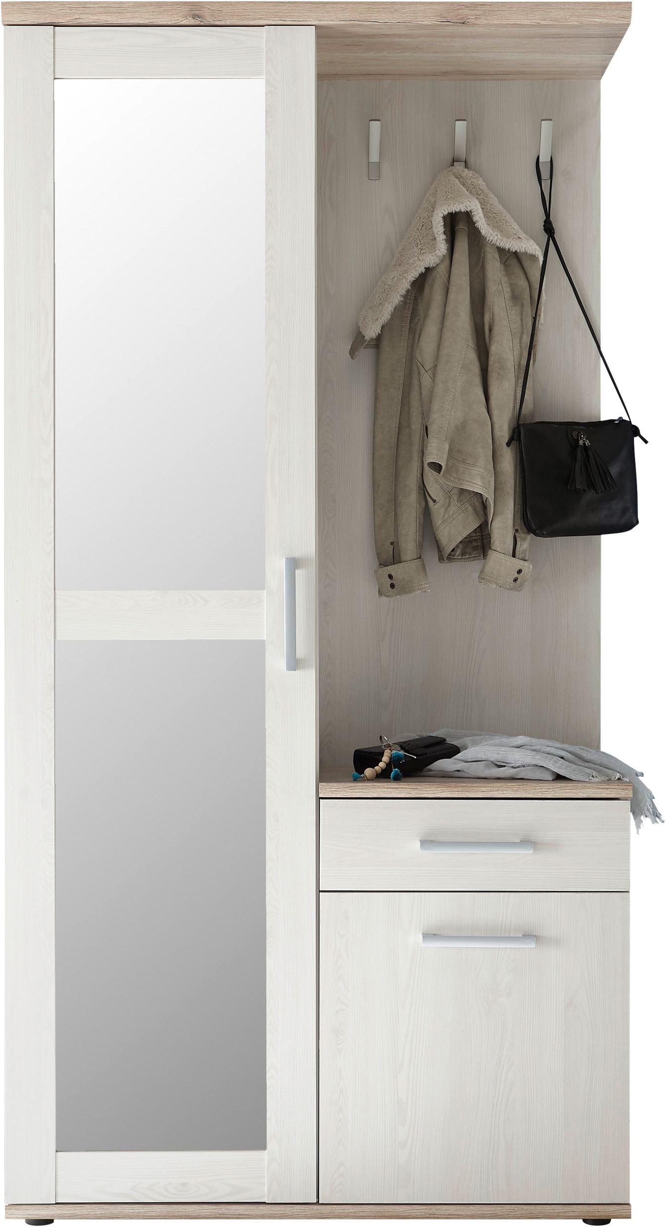 HBZ Kompaktgarderobe »Romance im Landhausstil, BxHxT 50x71x38 cm«, (1 St.), Kommode mit 1 Tür, 1 Schubkasten mit 4 Einlegeböden, 1 Einlegeboden