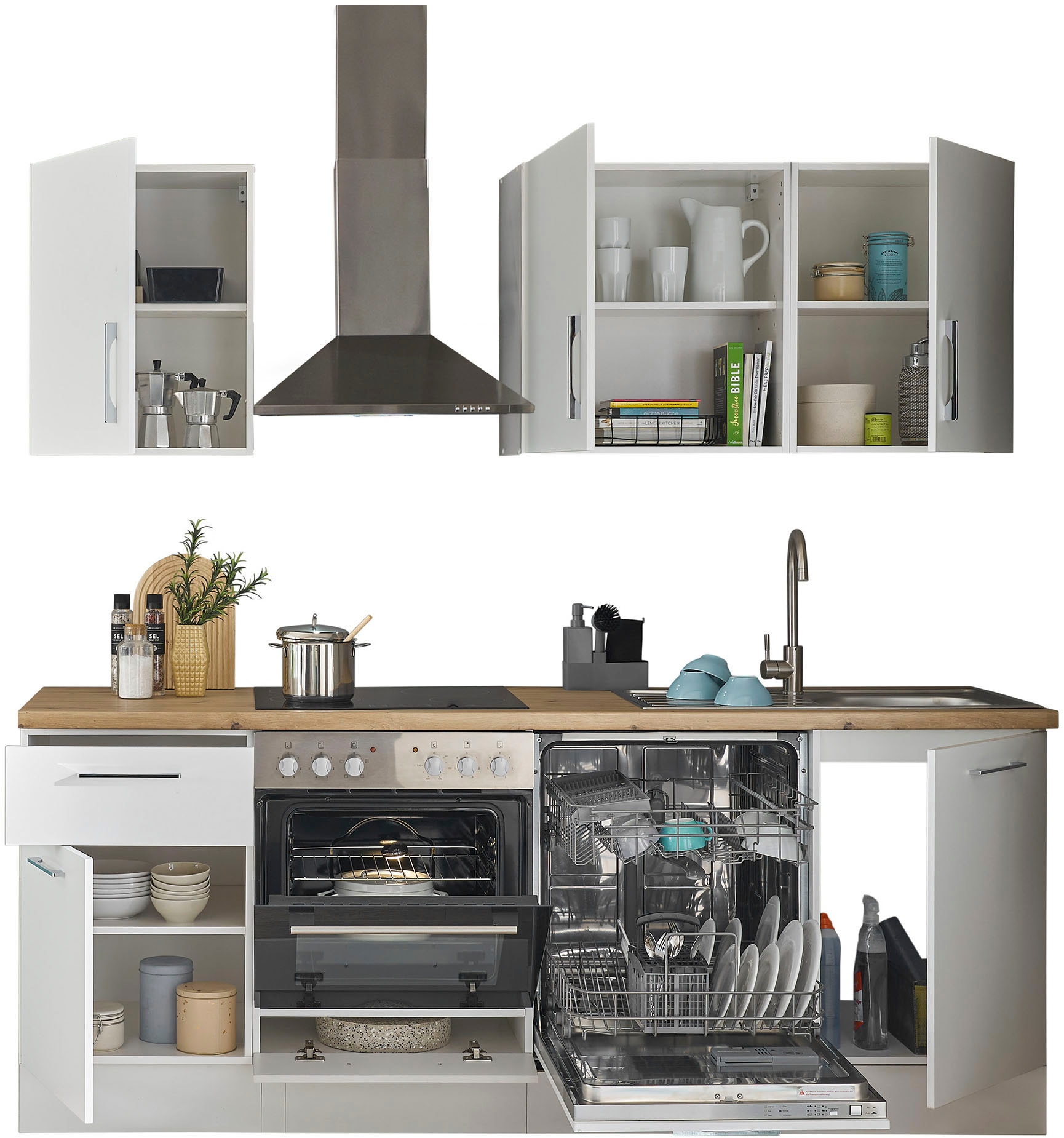 BASIC by Balculina Küchenzeile »Turin«, Breite 220 cm, wahlweise mit E-Geräten