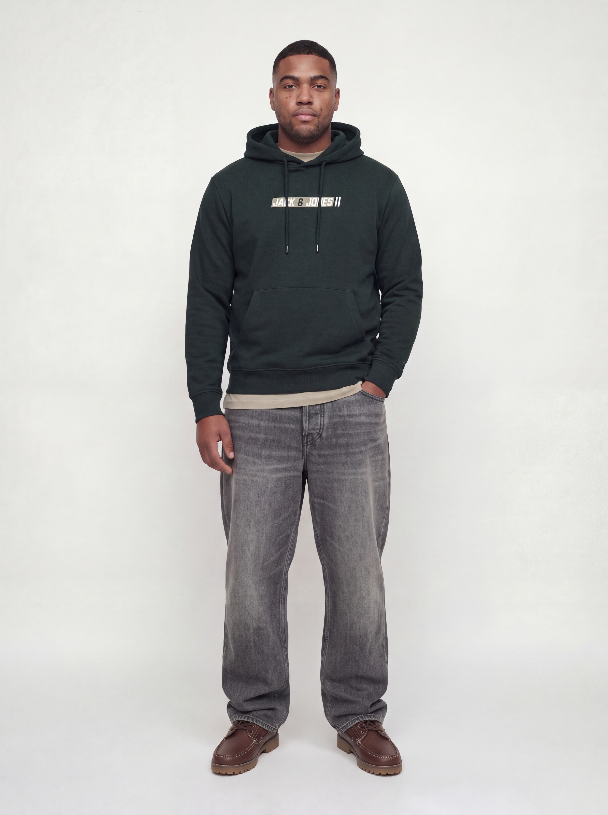 Jack & Jones PlusSize Kapuzensweatshirt »JJMUNK SWEAT HOOD PLS«, Materialmix, normal geschnitten
