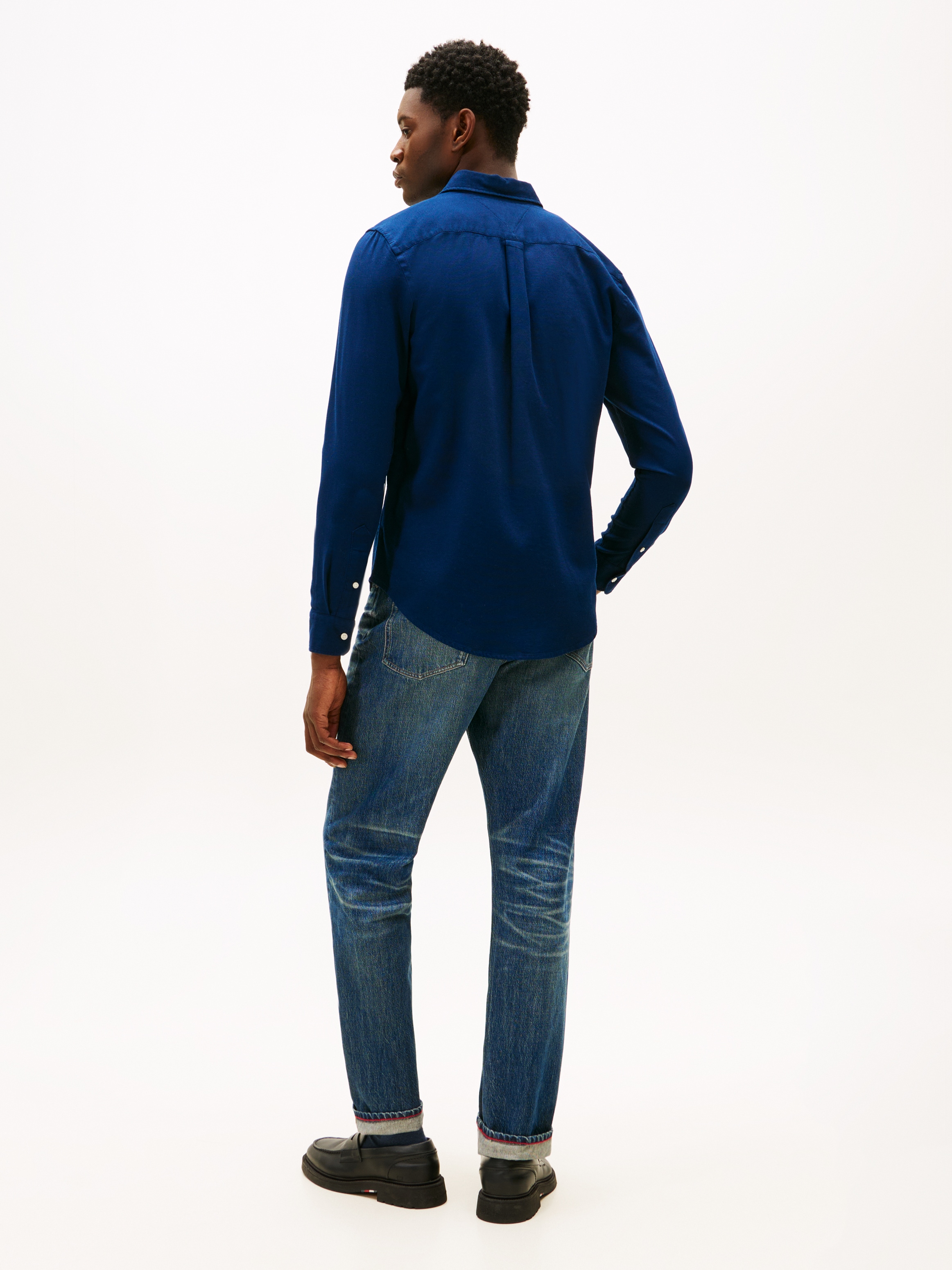 Tommy Hilfiger Langarmhemd »FLEX DOBBY« slim fit, Button-down-Kragen, unifarben