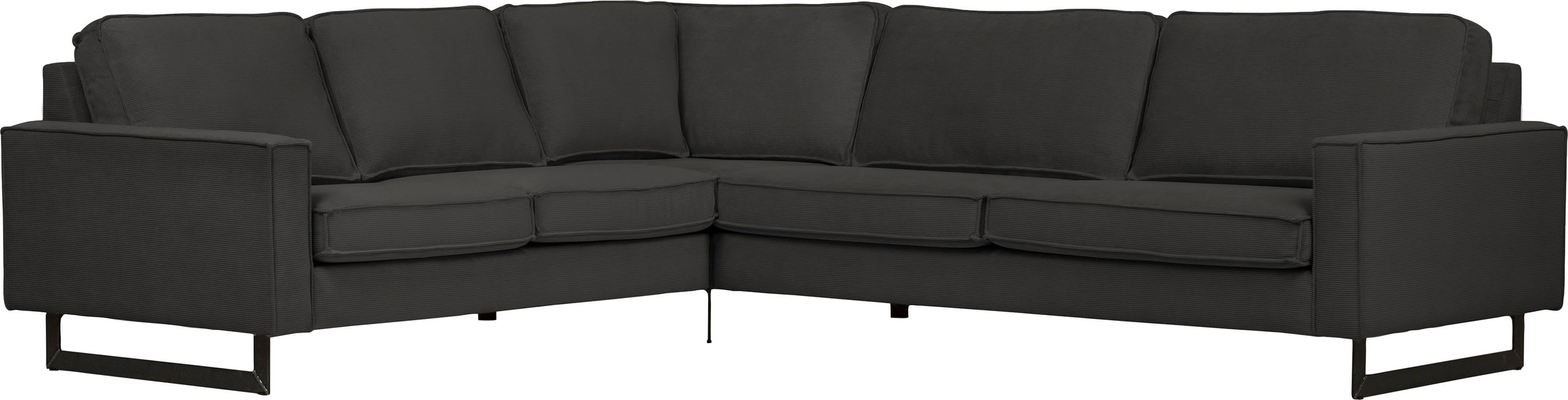 Places of Style Ecksofa »Pinto, XXL, 250/290 cm, langer Schenkel, Ottomane«, Cord, Chenille, Lederoptik, mit Keder, Metallfüße, Wellenunterfederung