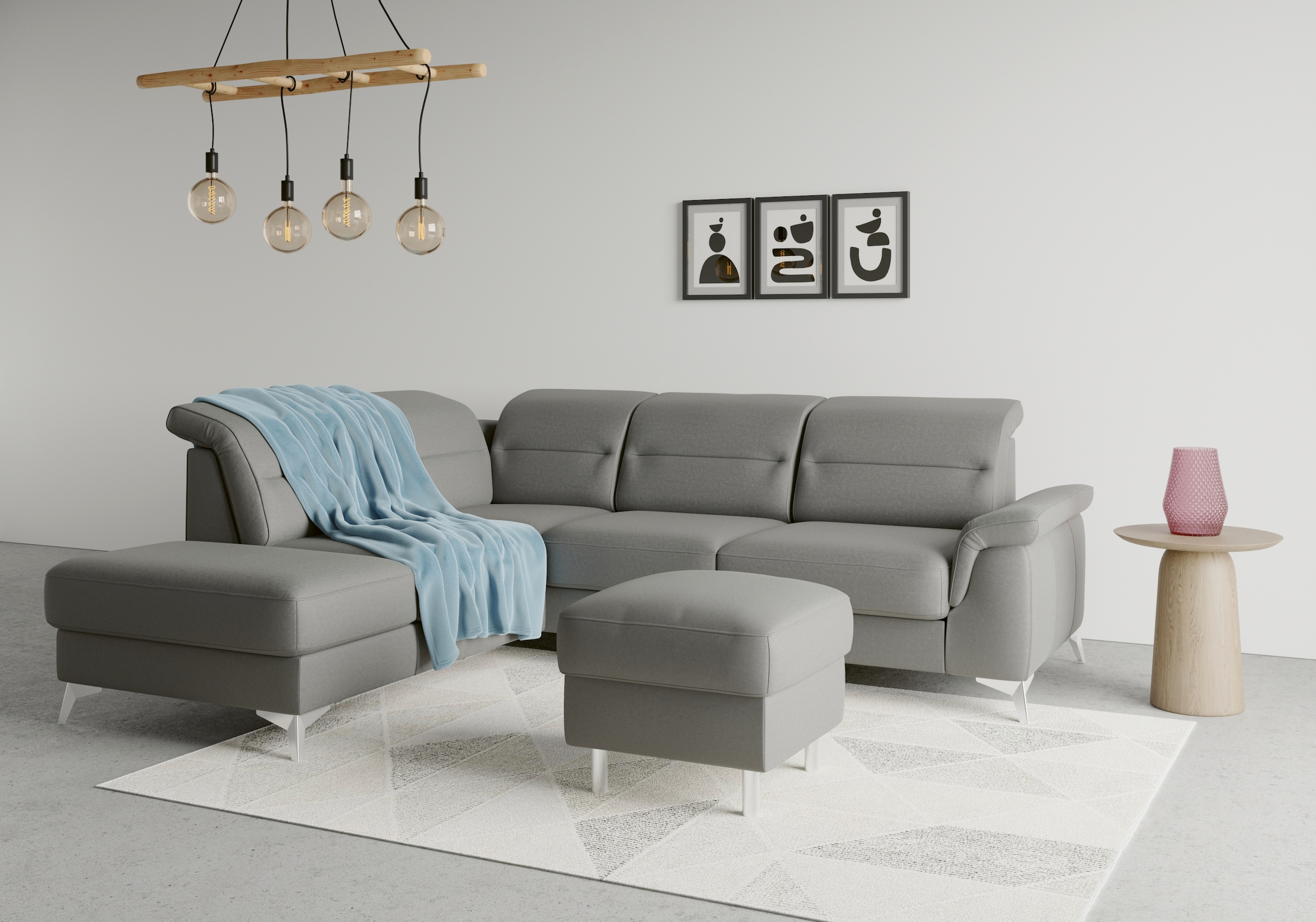 sit&more Ecksofa »Sinatra L-Form« mit Ottomane, optional mit Kopfteilverstellung und Armteilfunktion