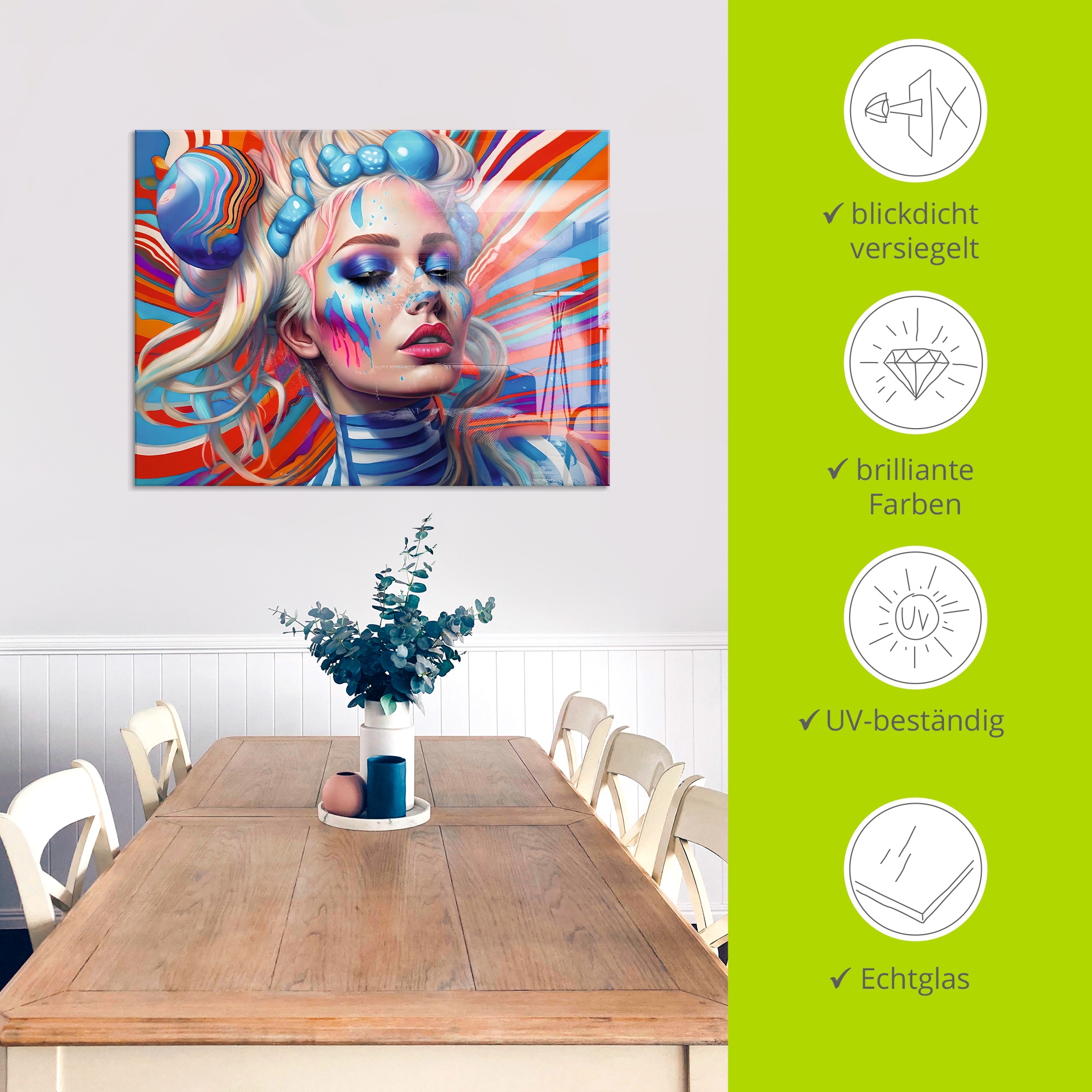 Artland Glasbild »Psychedelisch blond II« Bilder von Frauen 1 Stk. tlg. in verschiedenen Größen